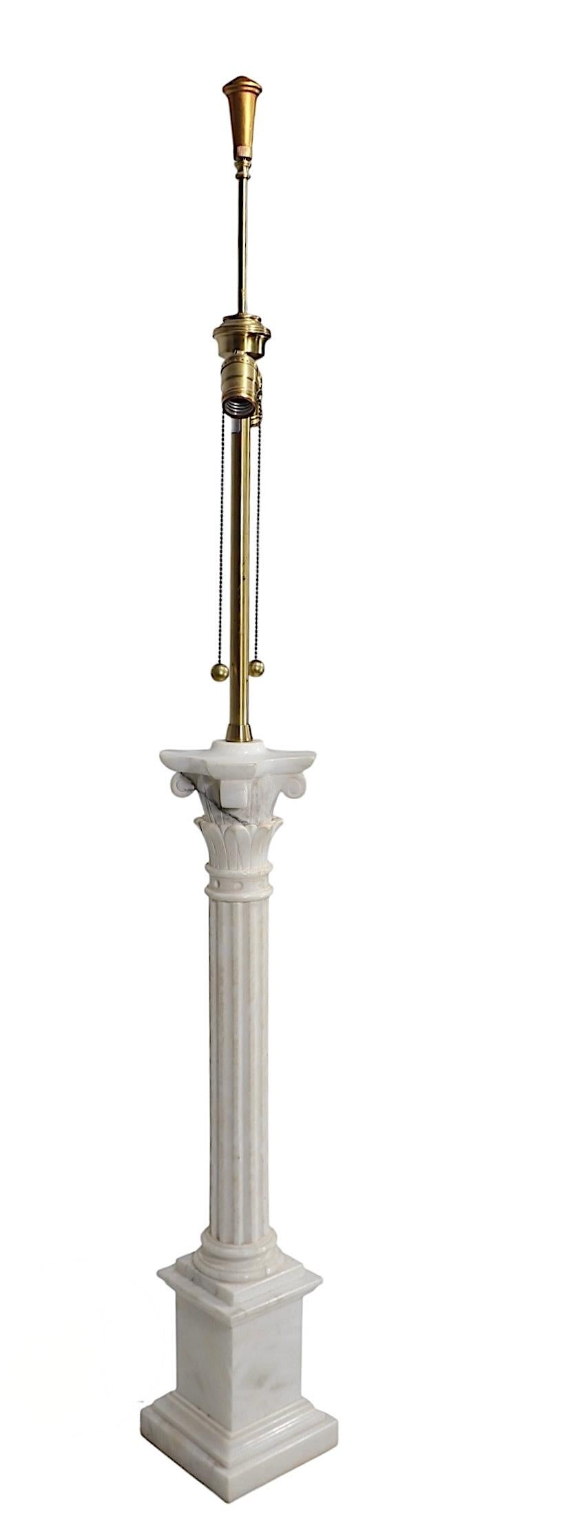Hollywood Regency Large Columnar Form Marble Table Lamp by The Marbro Lamp Company c 1950/60s For Sale
