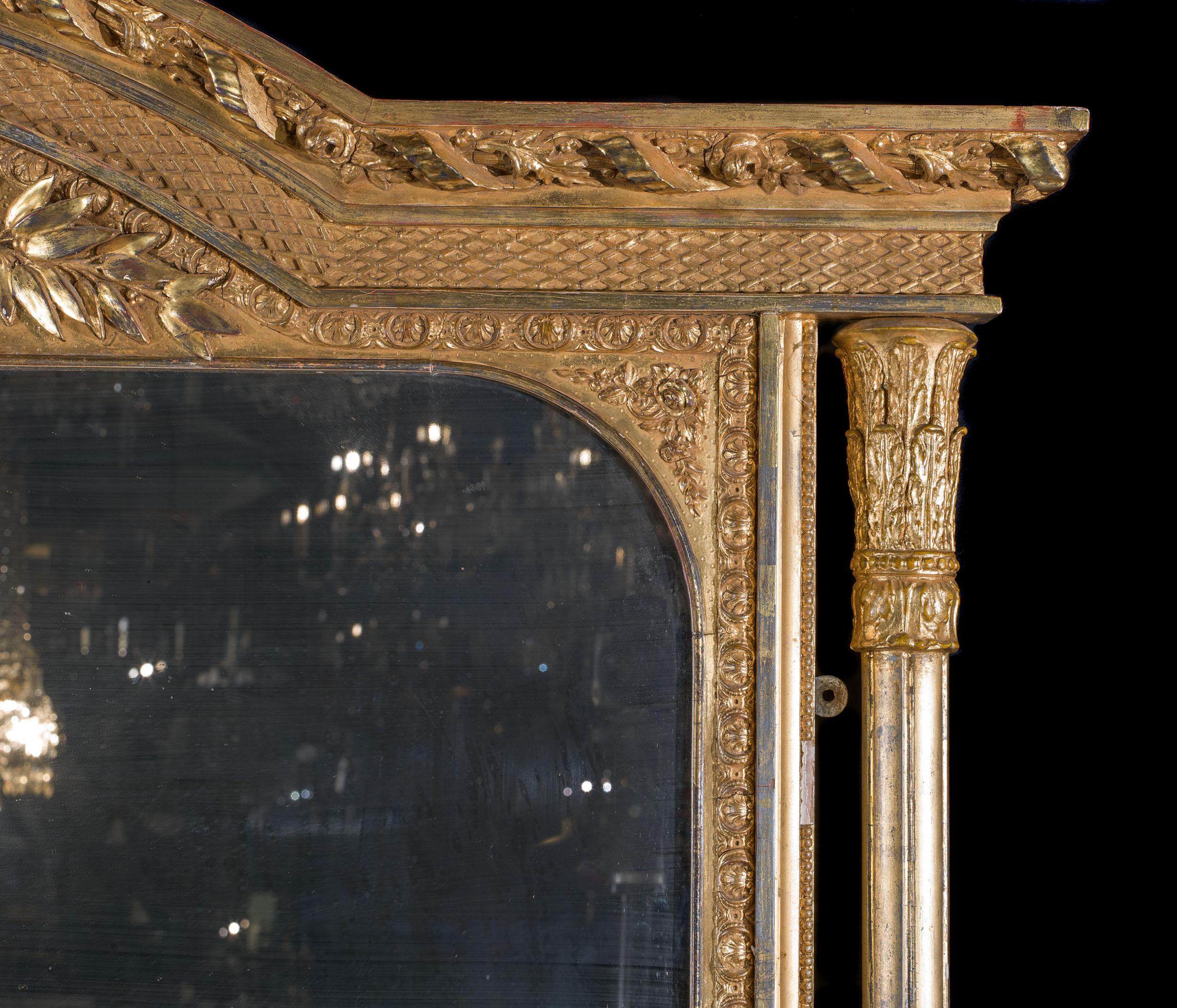 Late Victorian Large Columned Victorian Gilt Mirror