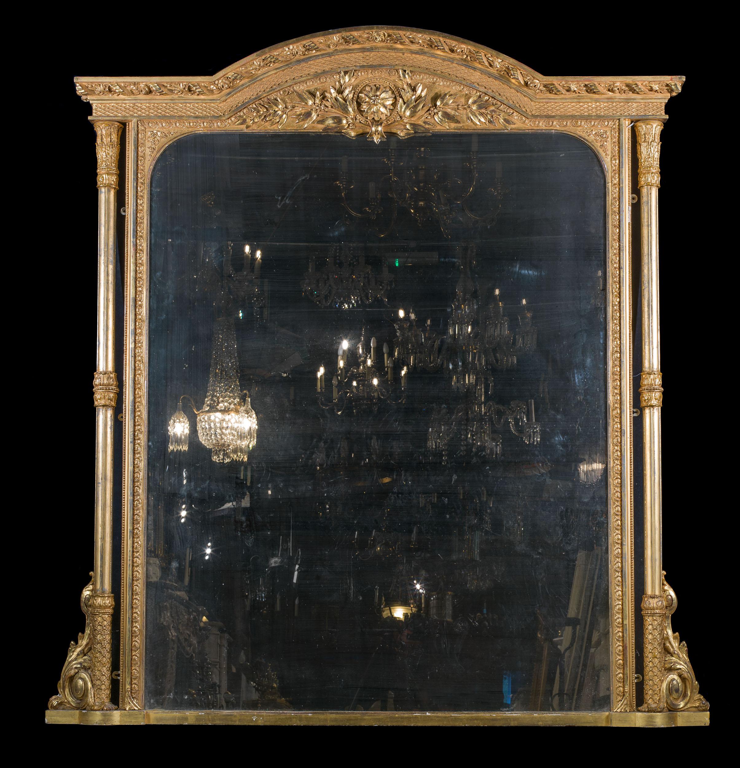 Large Columned Victorian Gilt Mirror In Good Condition In London, GB