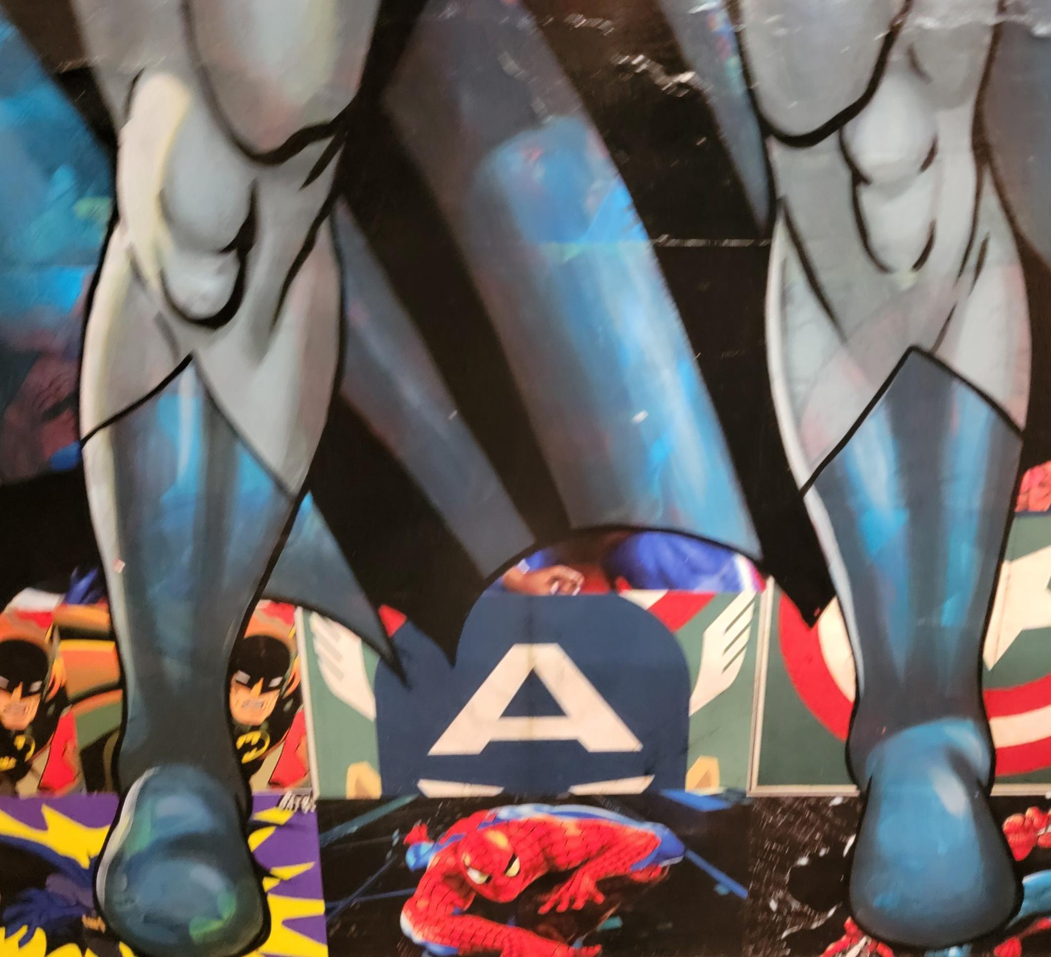 Große Comic-Buch Ausschnitte Poster mit handgemalten Batman im Angebot 3