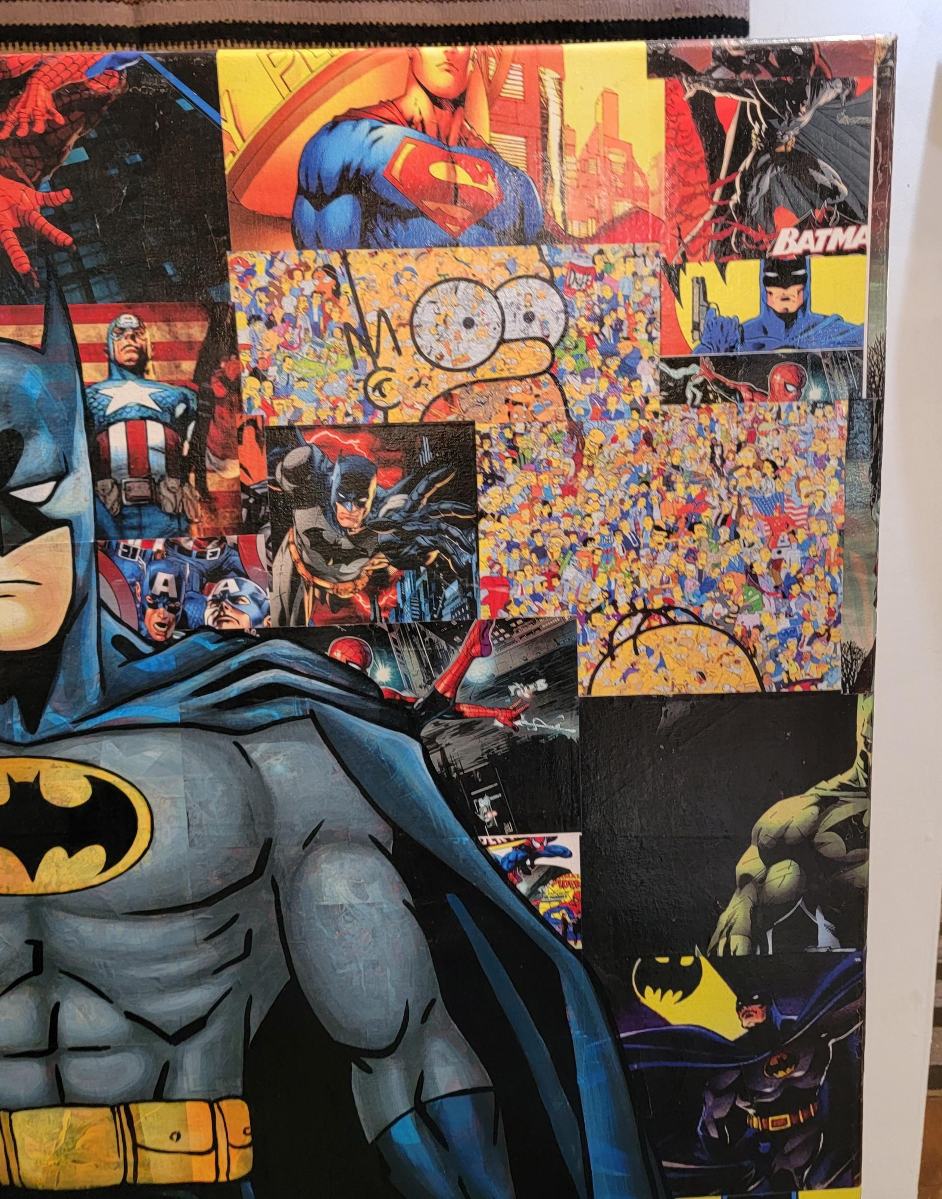 Large Comic Book Cut Outs Poster With Hand Painted Batman For Sale 7