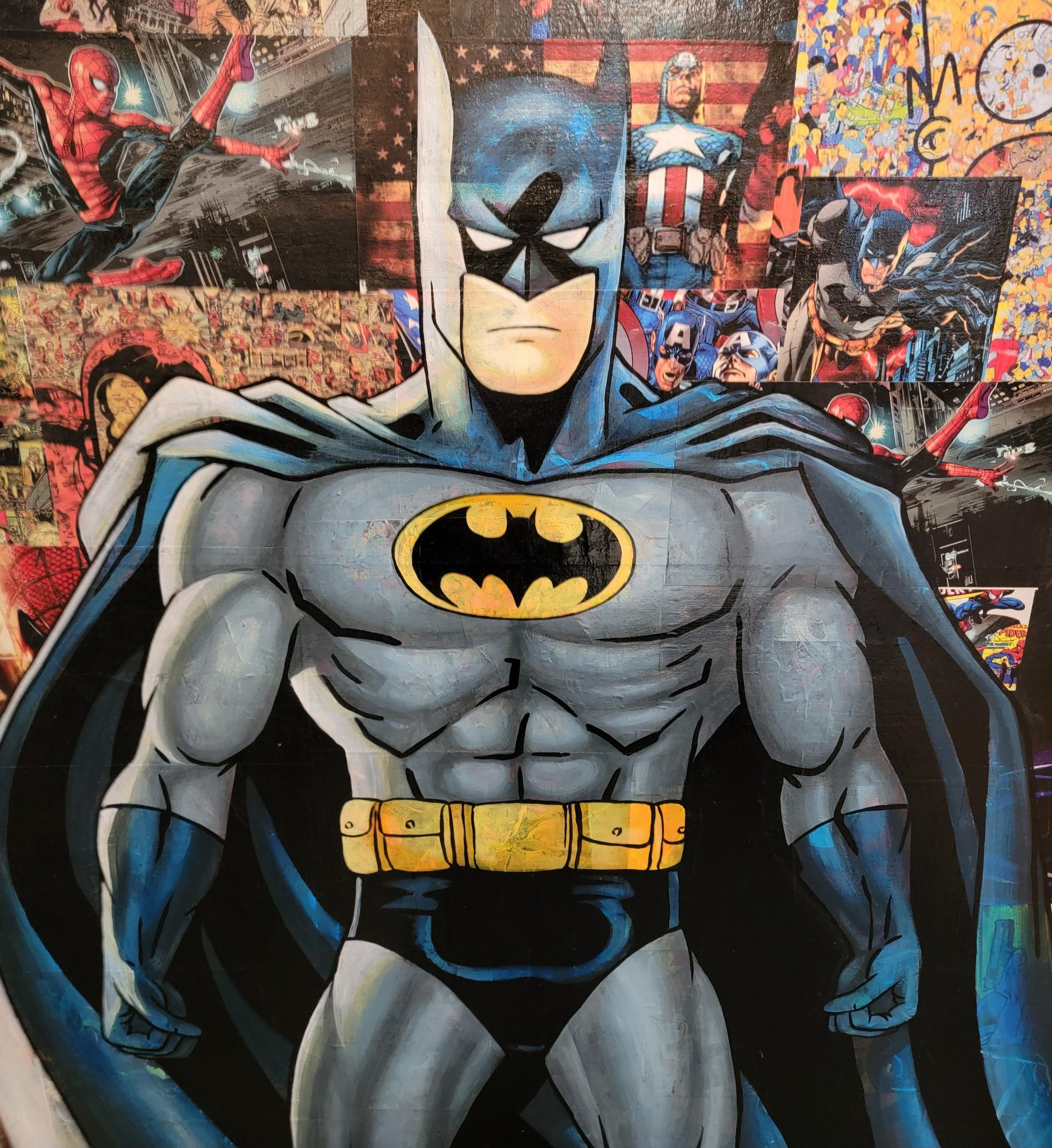 Large Comic Book Cut Outs Poster With Hand Painted Batman For Sale 8