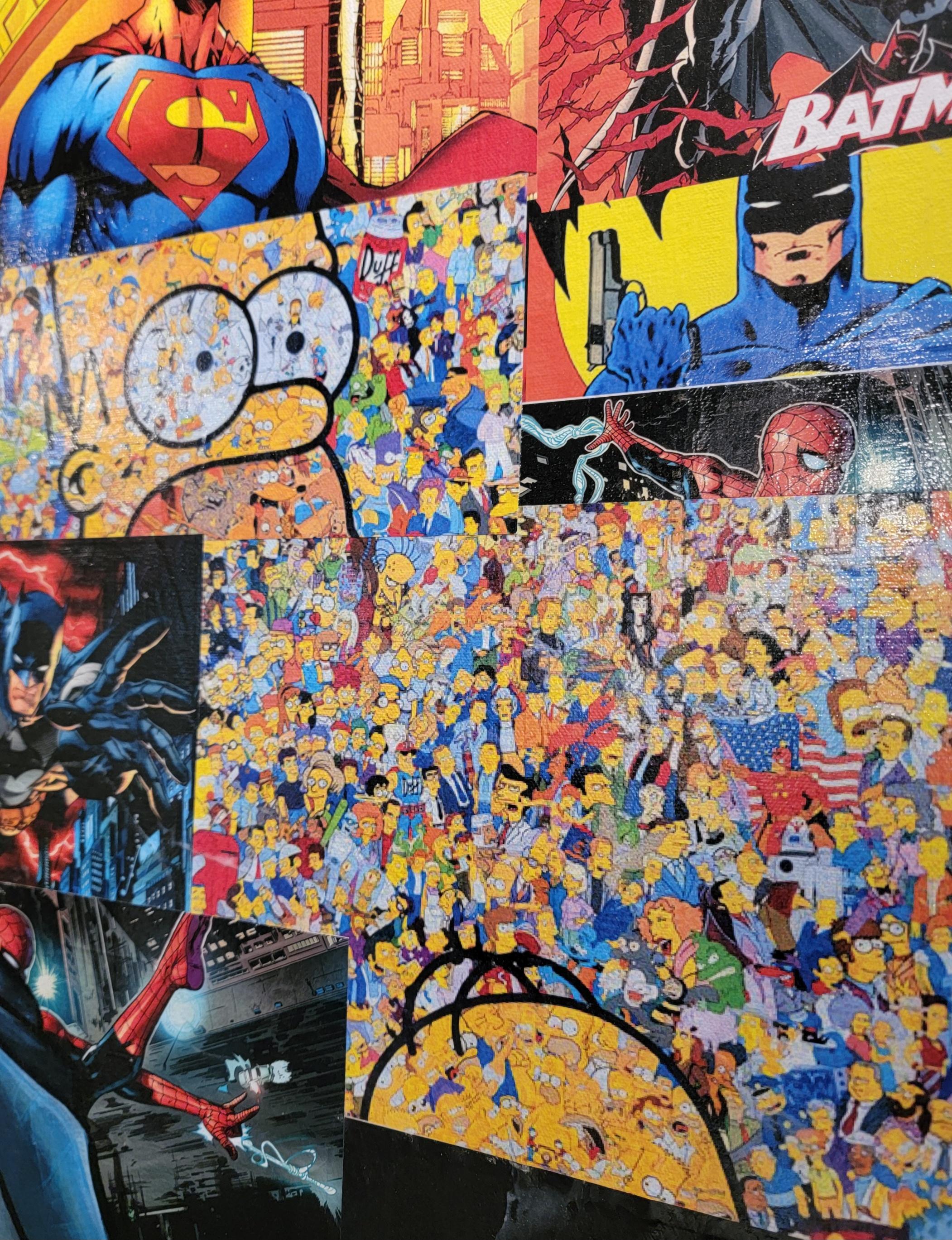 American Large Comic Book Cut Outs Poster With Hand Painted Batman For Sale