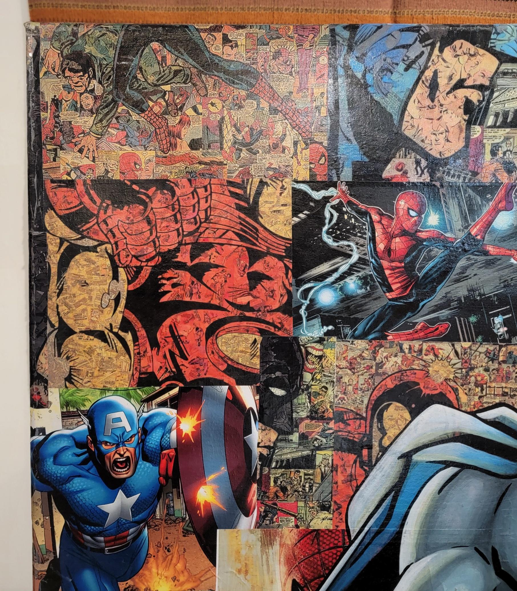 Große Comic-Buch Ausschnitte Poster mit handgemalten Batman (Farbe) im Angebot