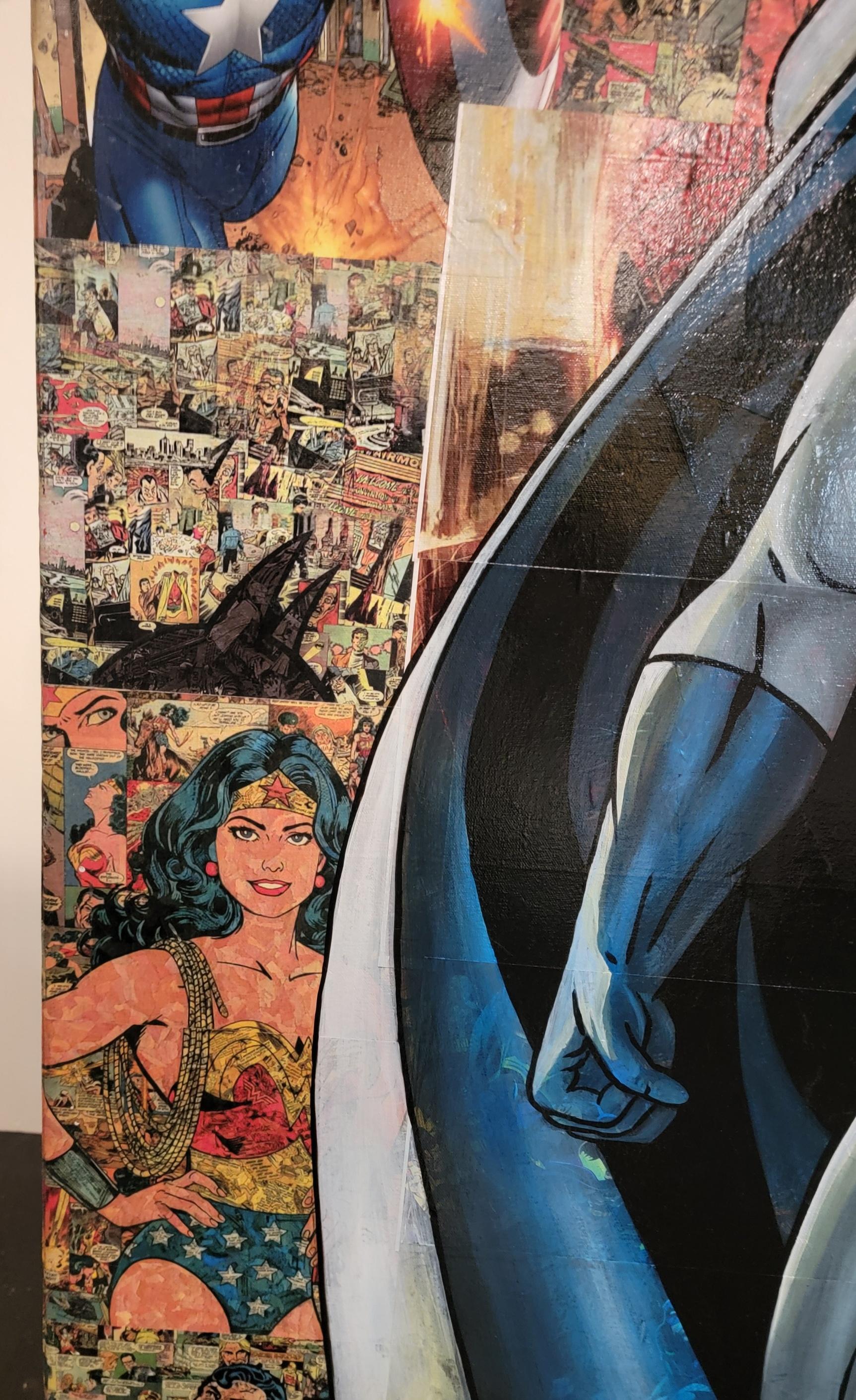 Große Comic-Buch Ausschnitte Poster mit handgemalten Batman im Angebot 1