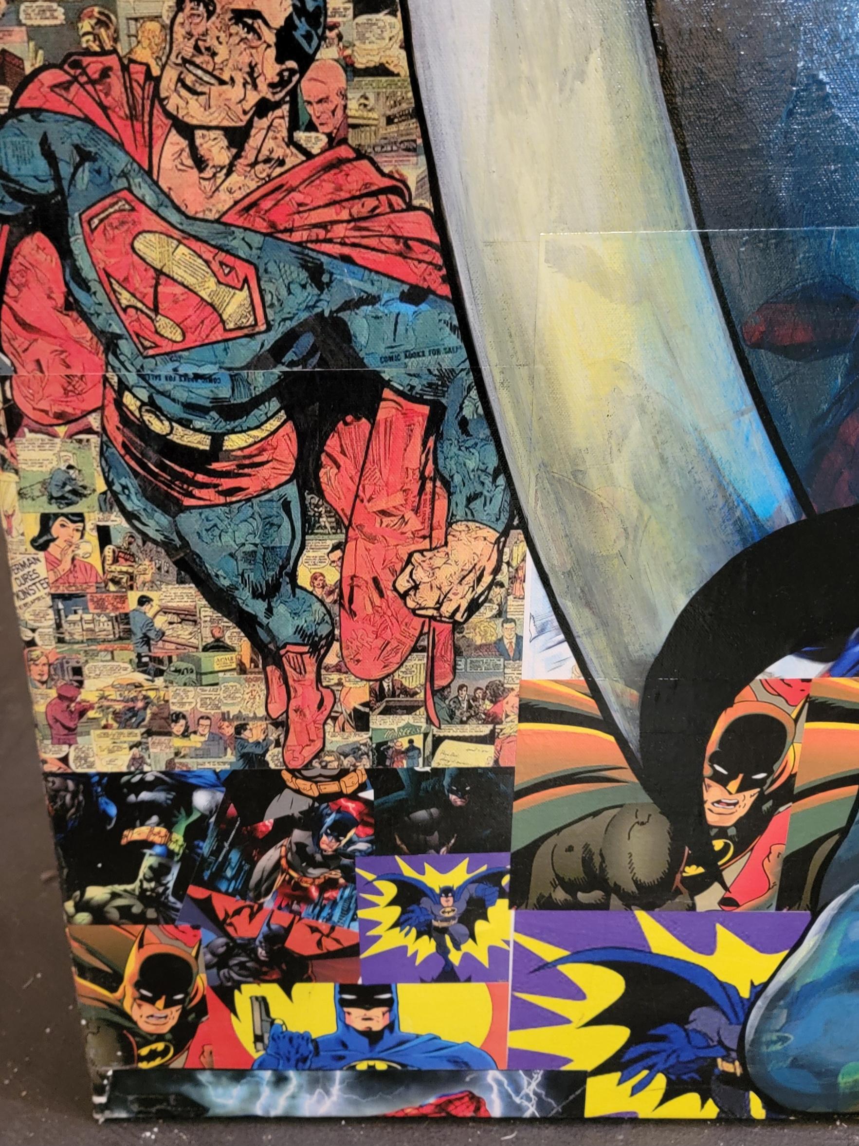 Large Comic Book Cut Outs Poster With Hand Painted Batman For Sale 3