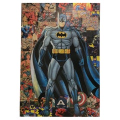 Vintage Large Comic Book Cut Outs Poster With Hand Painted Batman