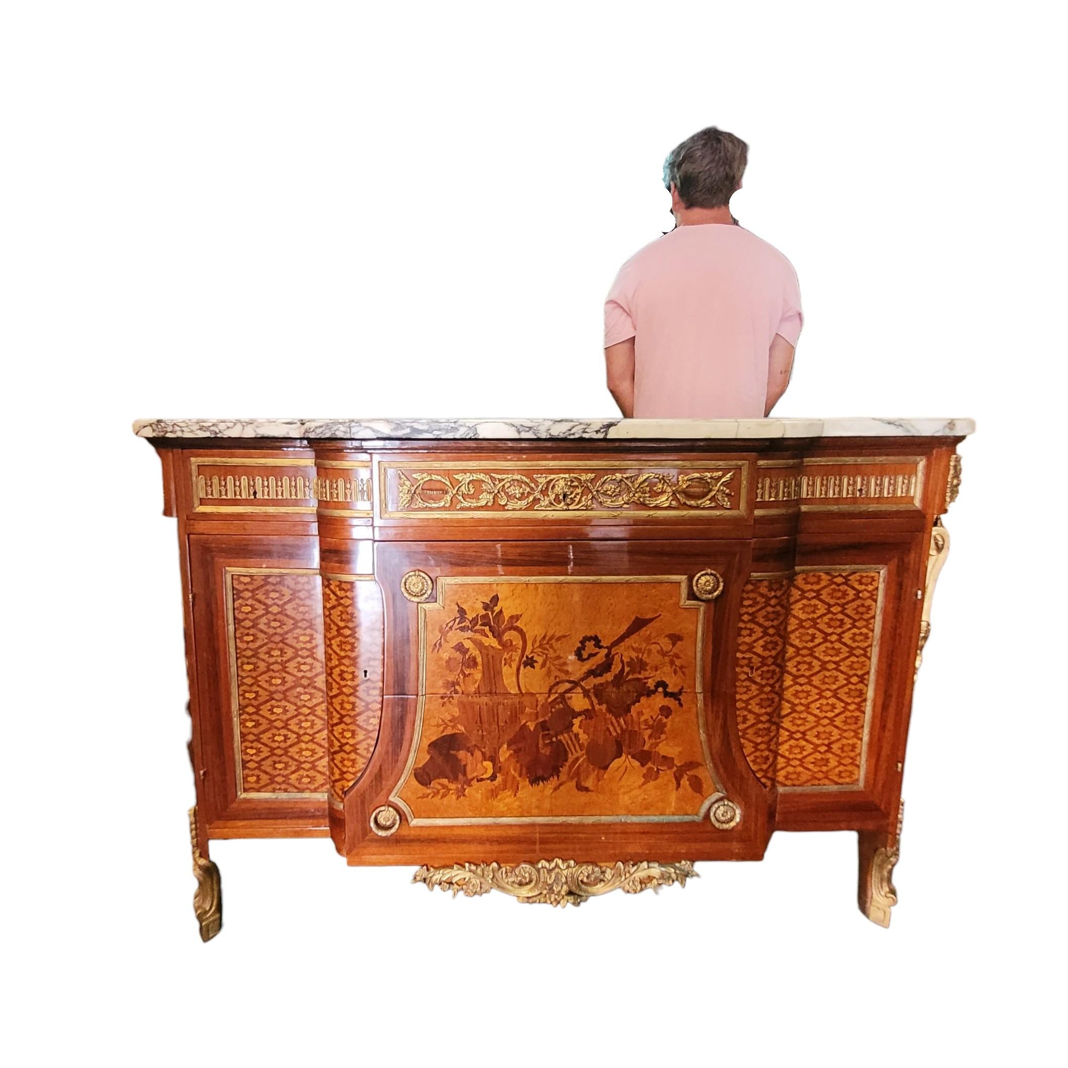 Large Commode In Marquetry And Bronze, Napoleon III, Early 20th Century For Sale 13