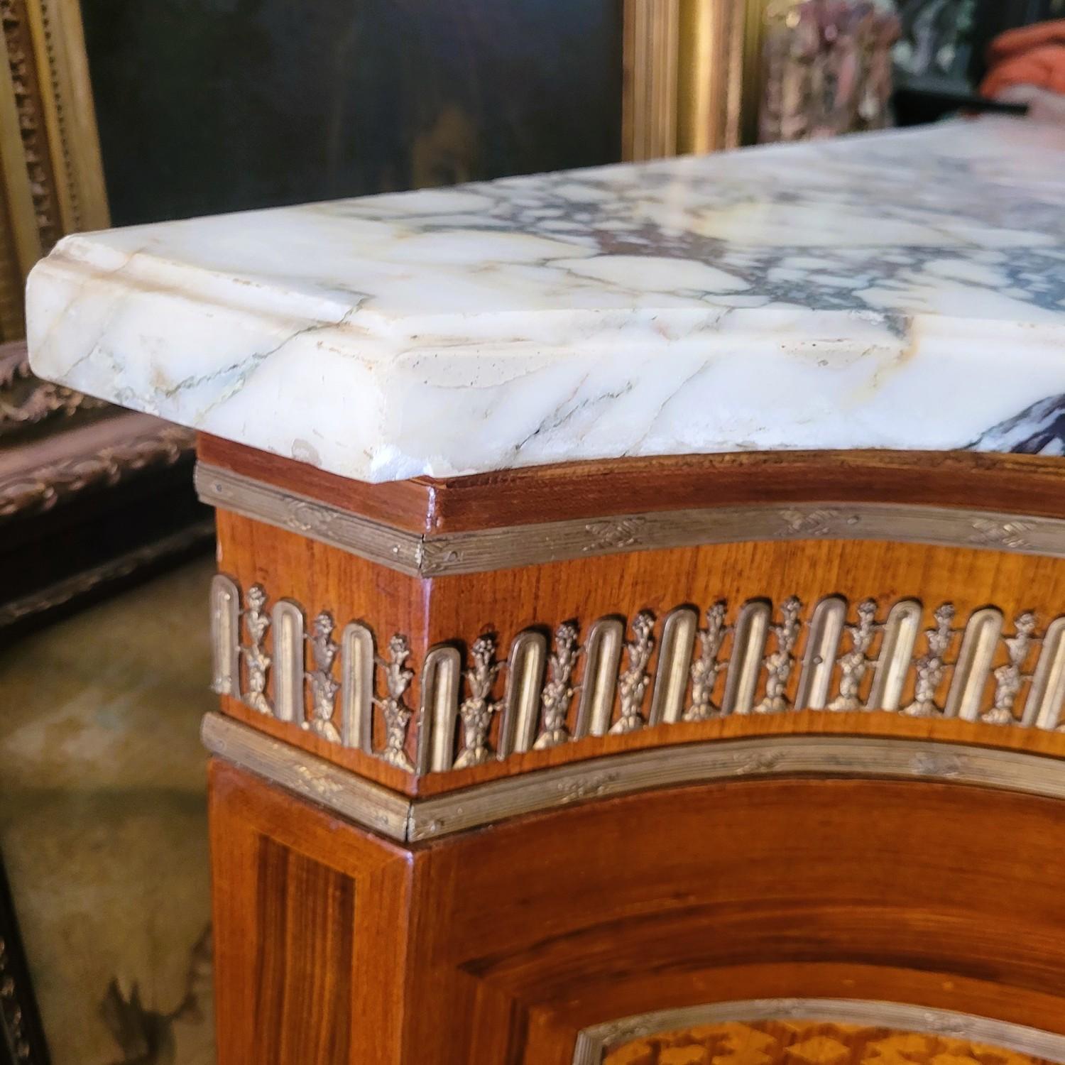 European Large Commode In Marquetry And Bronze, Napoleon III, Early 20th Century For Sale