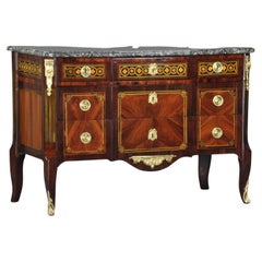 Antique Large Commode Transition with Marquetry of Quartefeuille