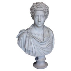 Large Commodus Roman Emperor Marble Bust Sculpture, 20th Century
