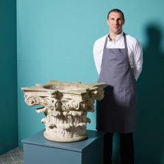 Large Composition Stone Corinthian Capital Planter