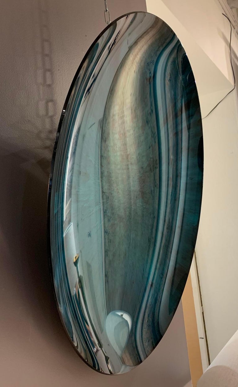 Large Concave Blue Mirror, France, Contemporary at 1stDibs
