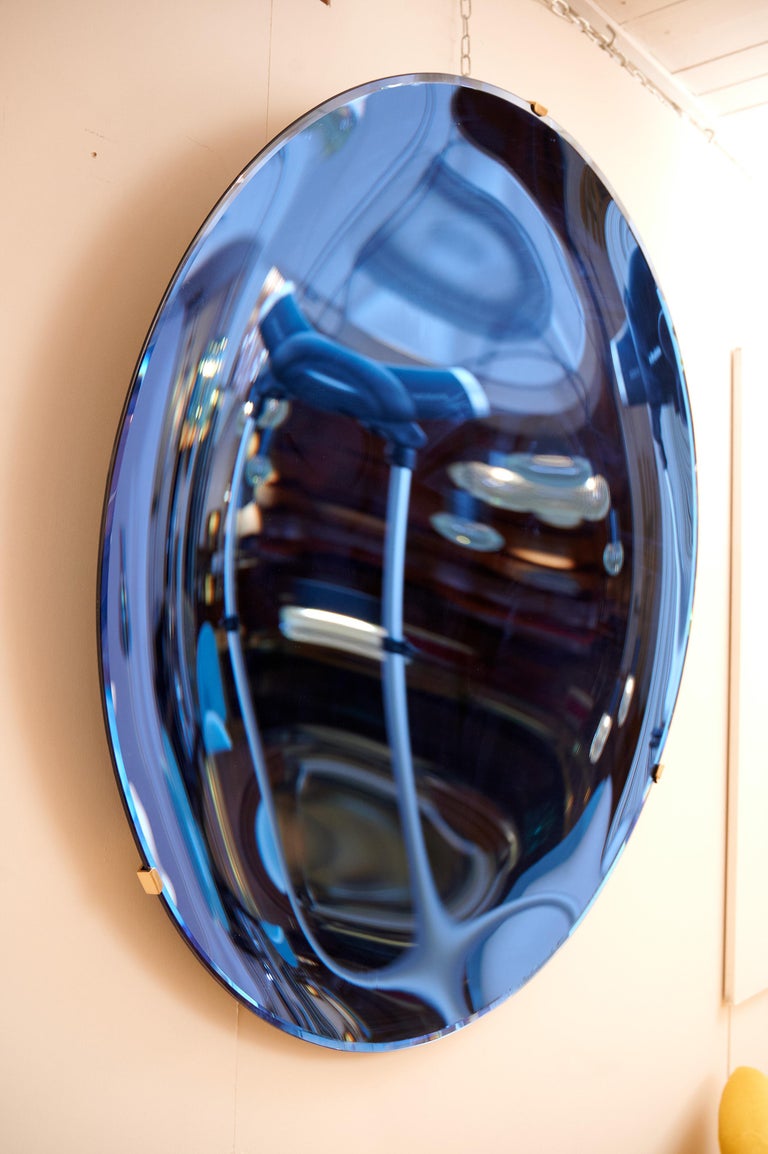 Large Concave Blue Mirror Sculpture In Excellent Condition For Sale In London, GB