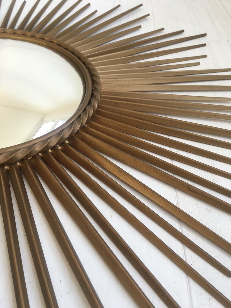 Large Concave Chaty Vallauris Sunburst Mirror In Good Condition For Sale In Copthorne, GB