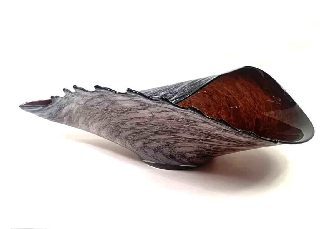 Large Conch Shell Form Art Glass Bowl For Sale 6