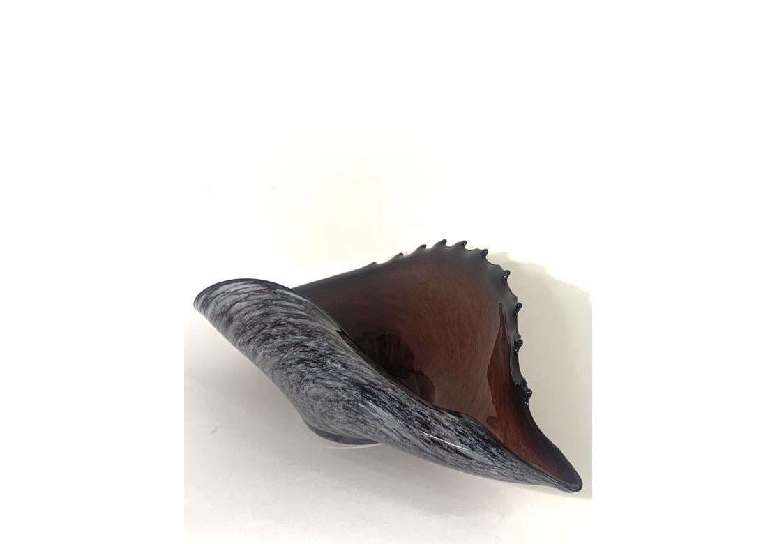 Large Conch Shell Form Art Glass Bowl For Sale 9