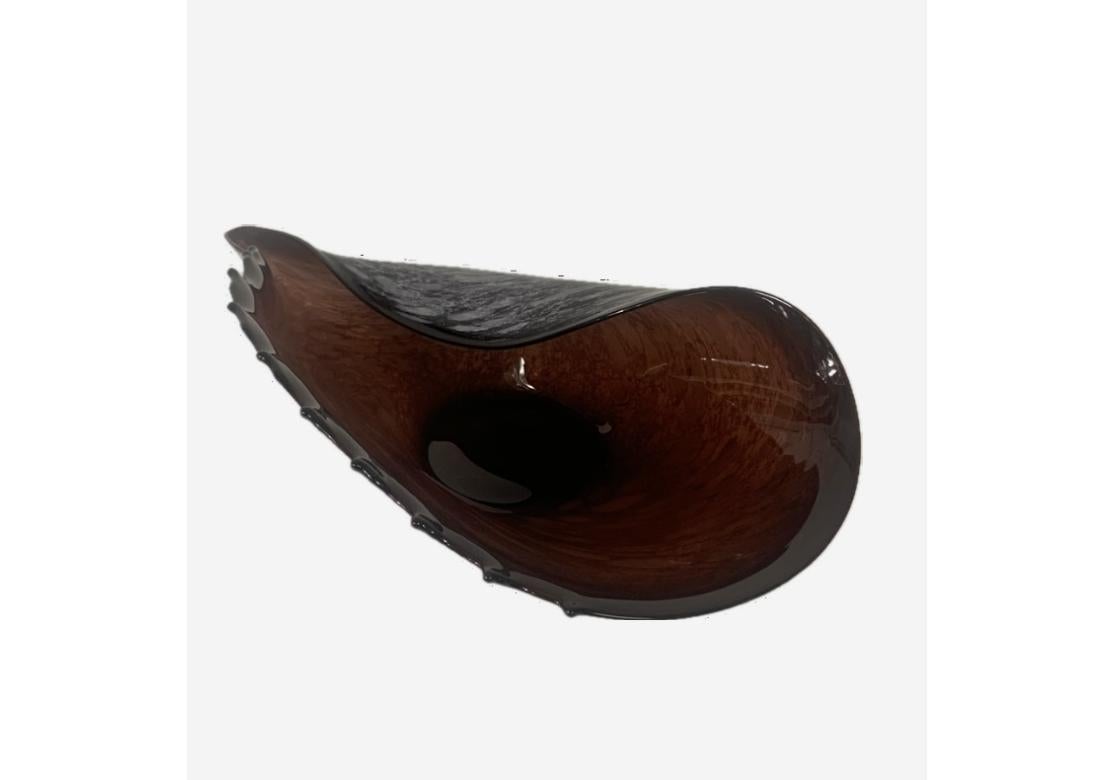 Large Conch Shell Form Art Glass Bowl For Sale 1