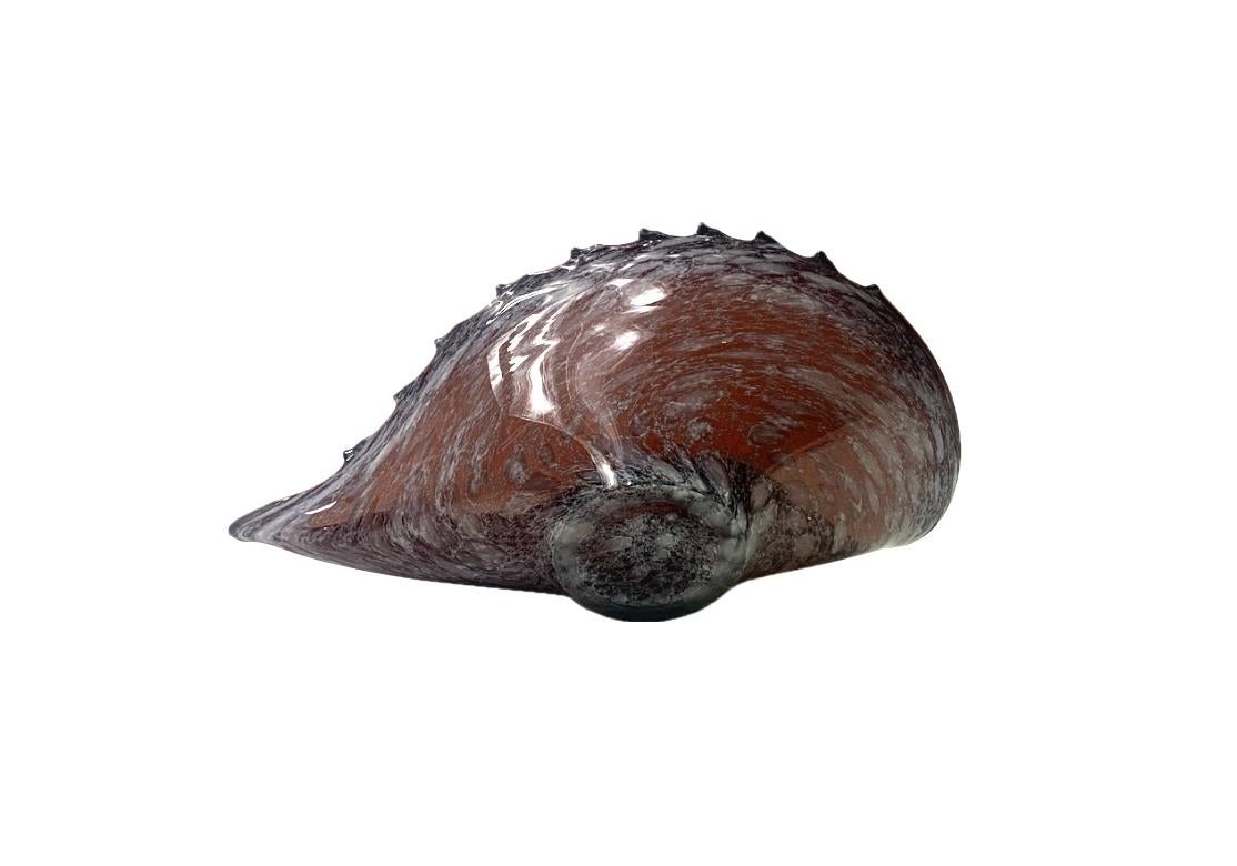 Large Conch Shell Form Art Glass Bowl For Sale 3