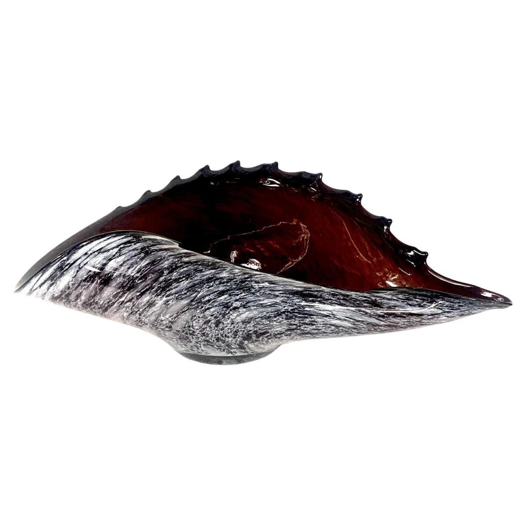 Large Conch Shell Form Art Glass Bowl