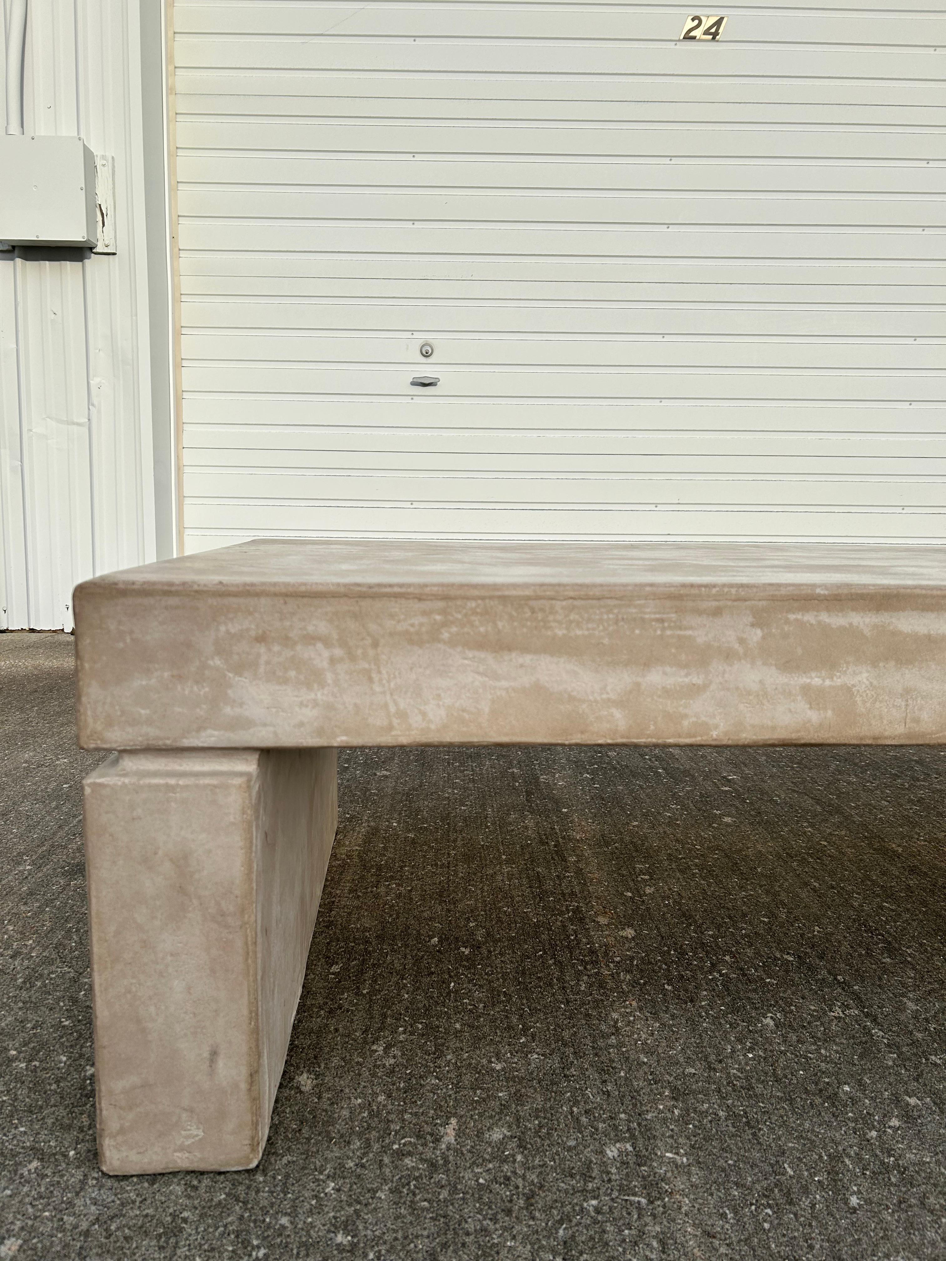 Vintage PostModern Concrete Finish Composite Plaster Coffee Table In Good Condition For Sale In Medina, OH