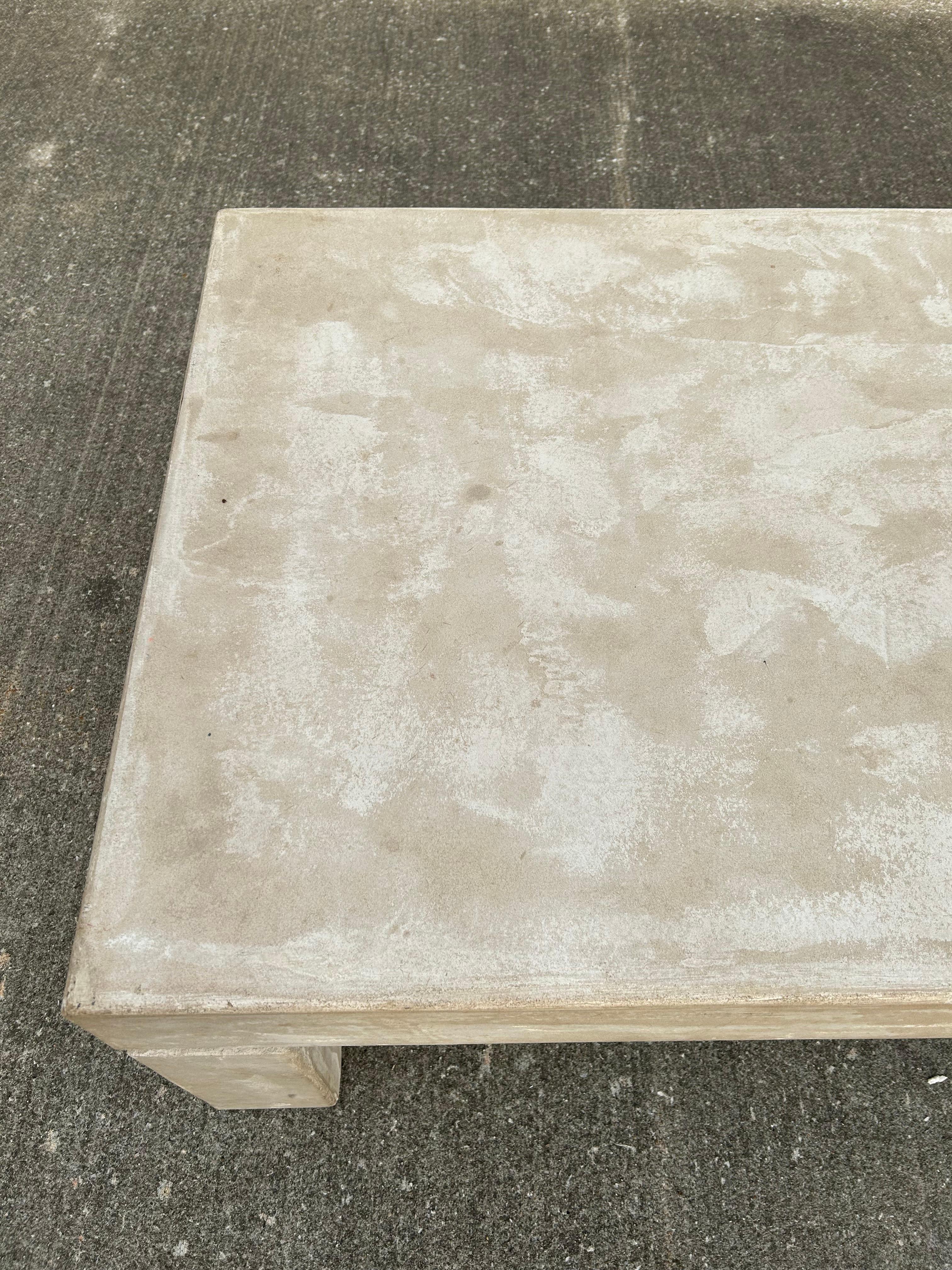 20th Century Vintage PostModern Concrete Finish Composite Plaster Coffee Table For Sale