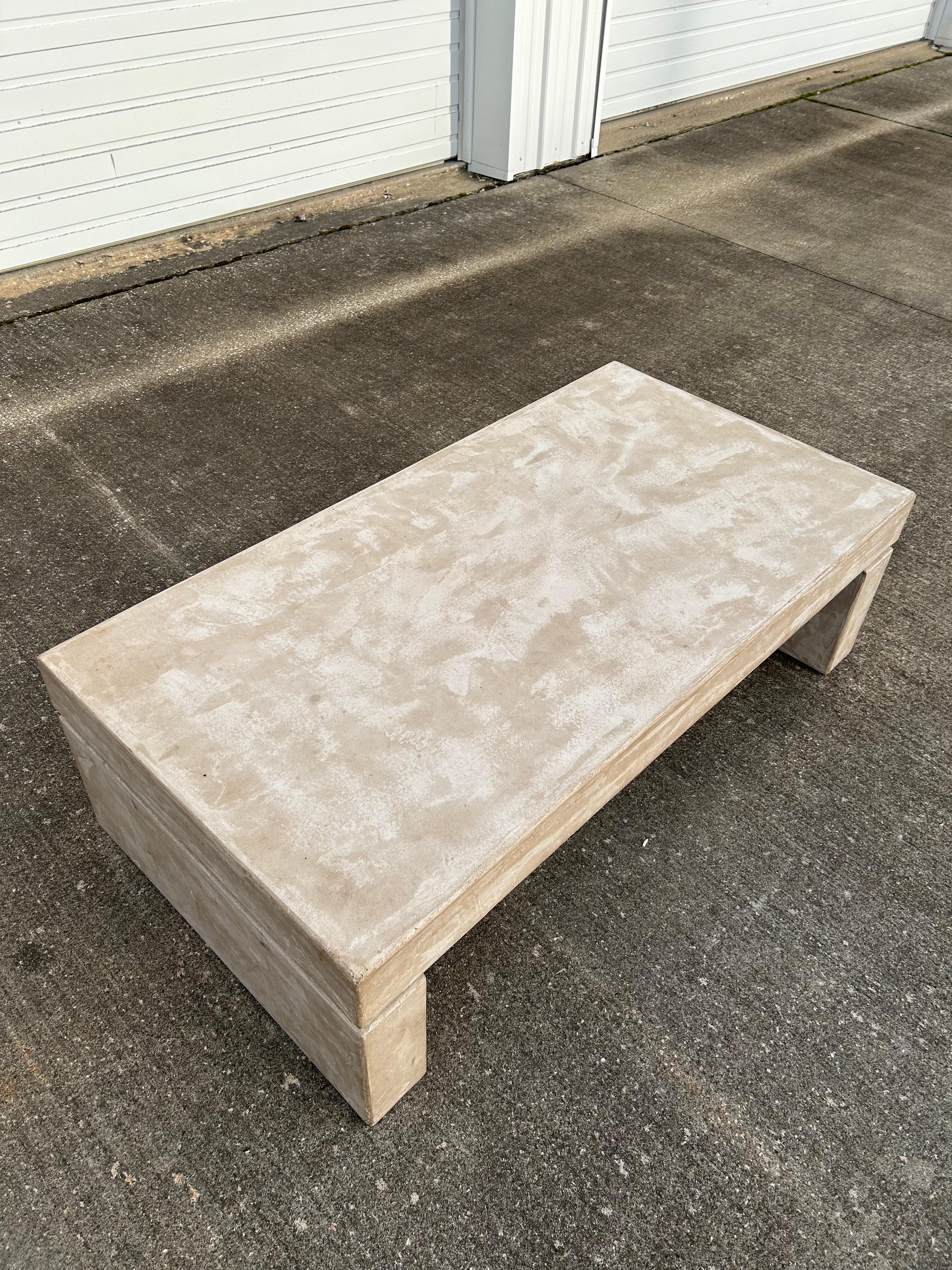 Vintage PostModern Concrete Finish Composite Plaster Coffee Table For Sale 1