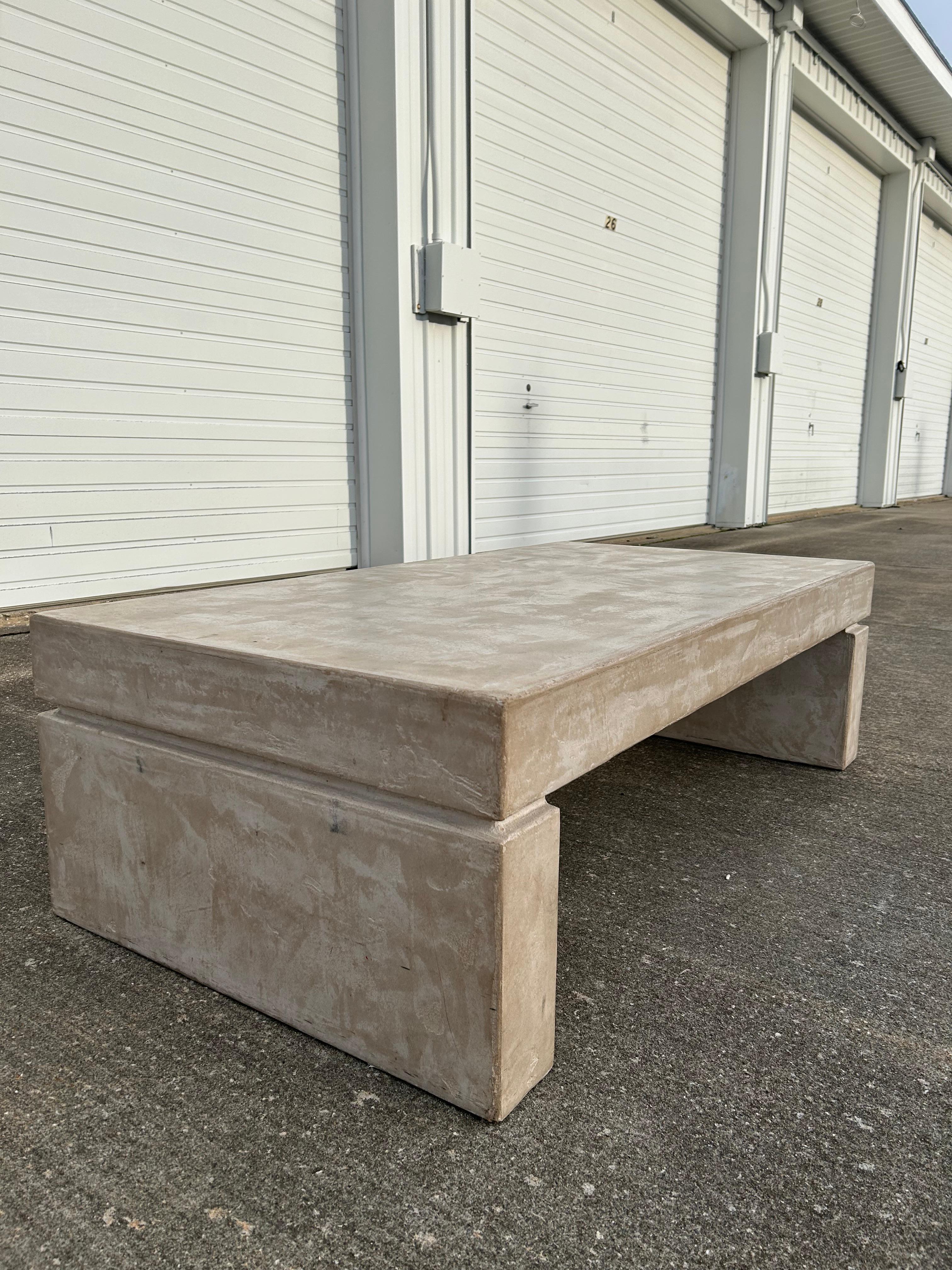 Vintage PostModern Concrete Finish Composite Plaster Coffee Table For Sale 2