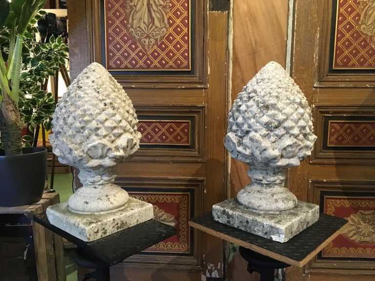Large Concrete Pinecone Gate Pillar Finials, Pair of, For Sale 6