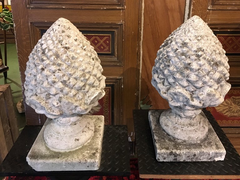 Large Concrete Pinecone Gate Pillar Finials, Pair of, For Sale 10