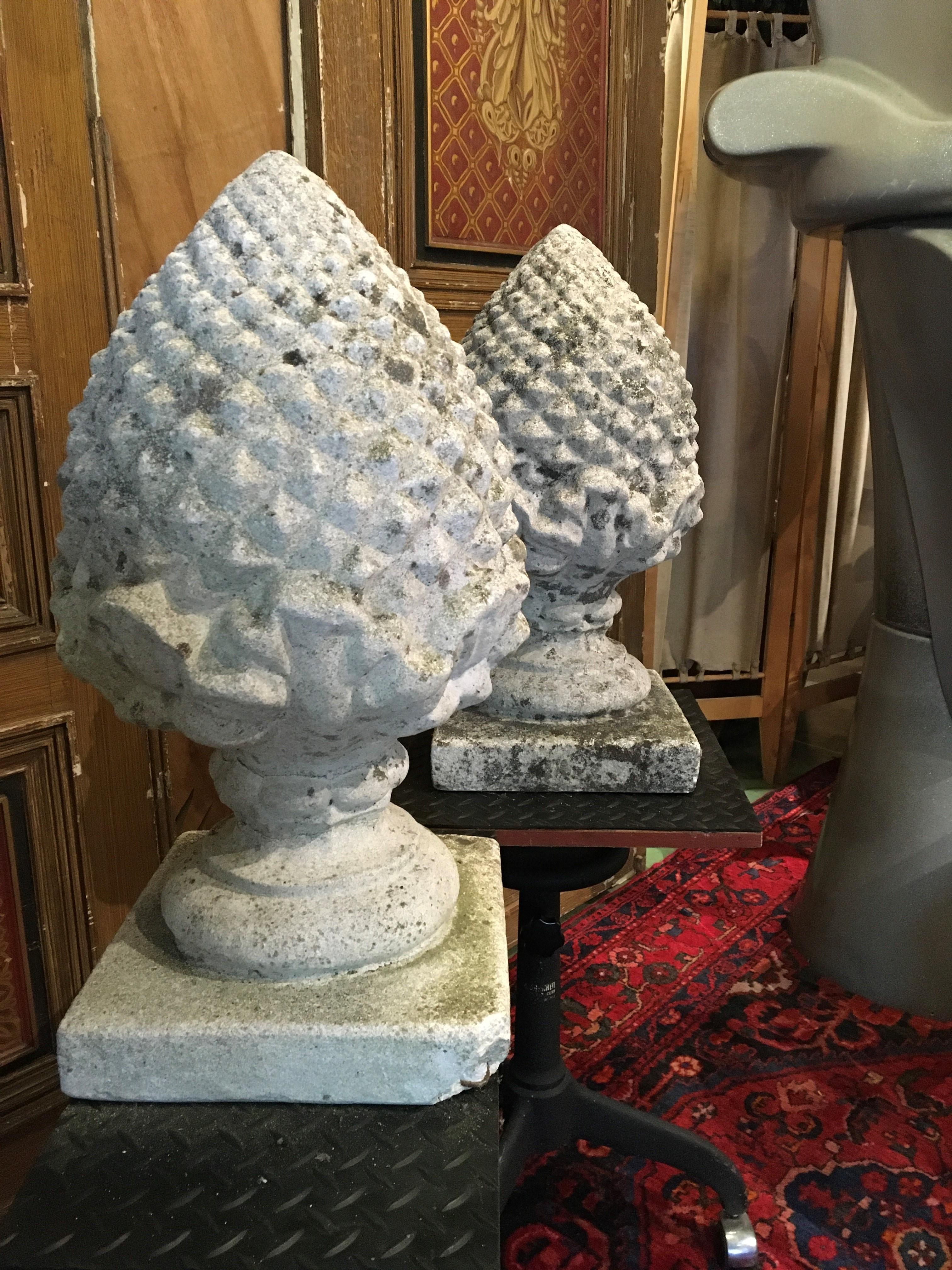 Large Concrete Pinecone Gate Pillar Finials, Pair of, 9