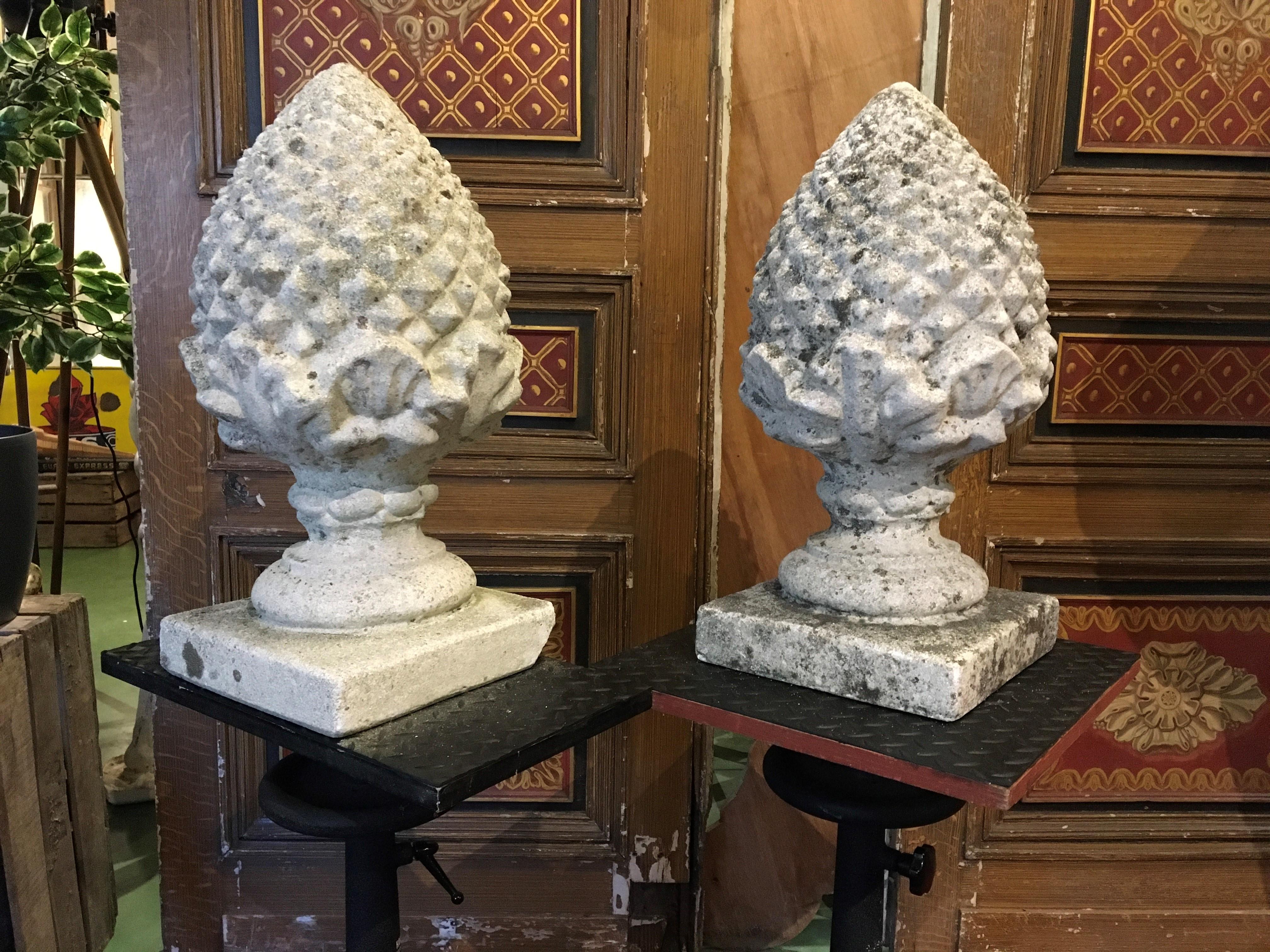 Large Concrete Pinecone Gate Pillar Finials, Pair of, 10