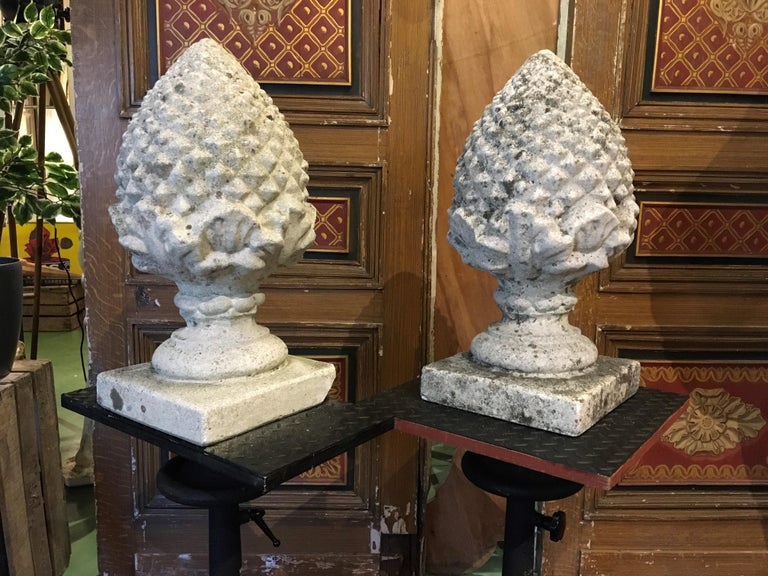 Large Concrete Pinecone Gate Pillar Finials, Pair of, For Sale 13