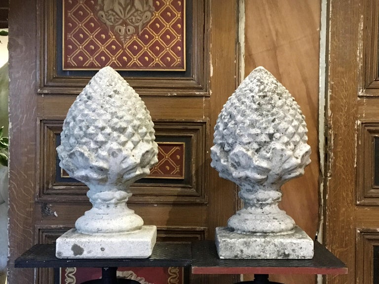 Large Concrete Pinecone Gate Pillar Finials, Pair of, For Sale 14