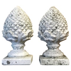 Large Concrete Pinecone Gate Pillar Finials, Pair of,