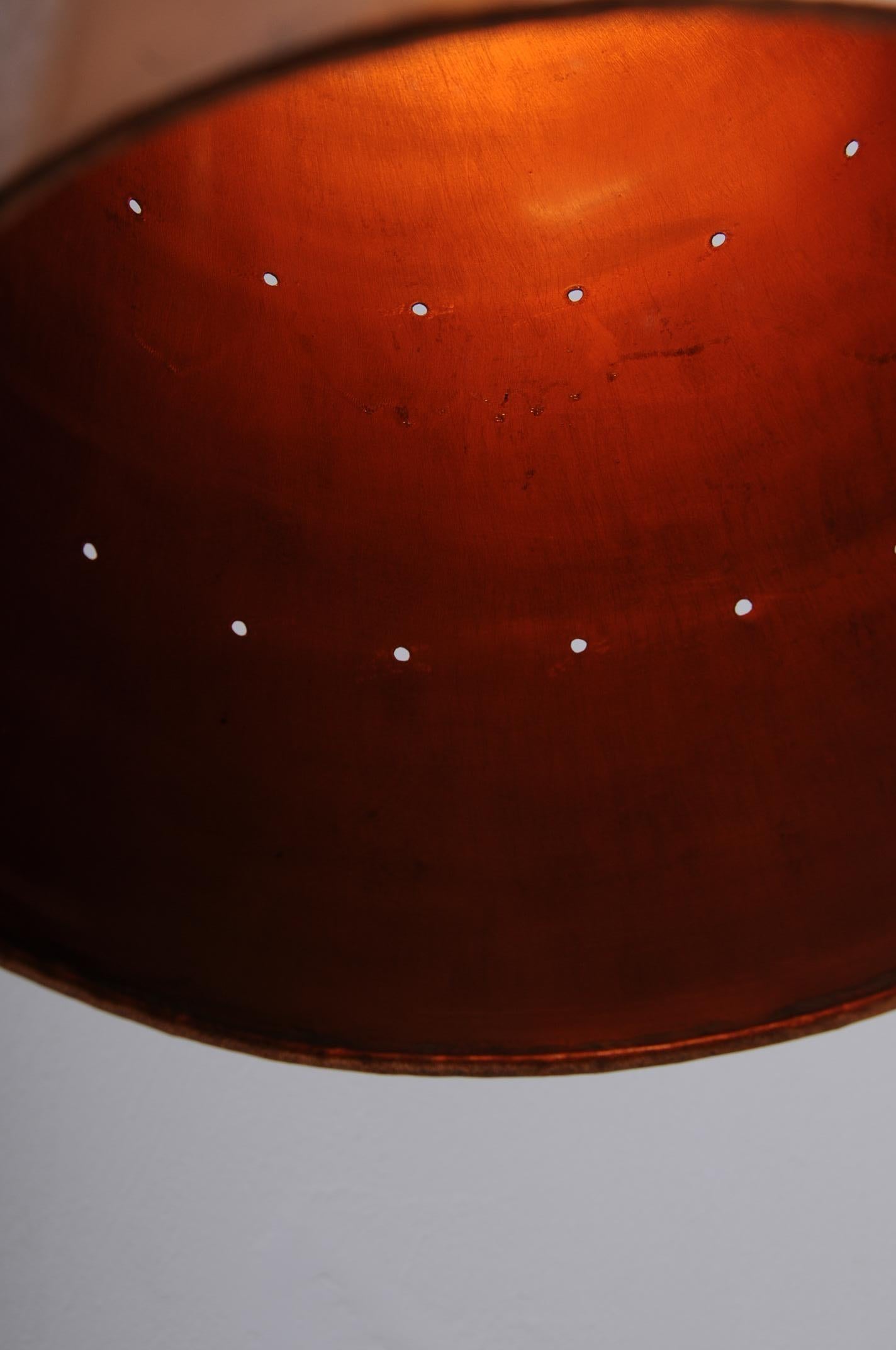 Copper Large Cone Lamp made from copper (1960s) For Sale