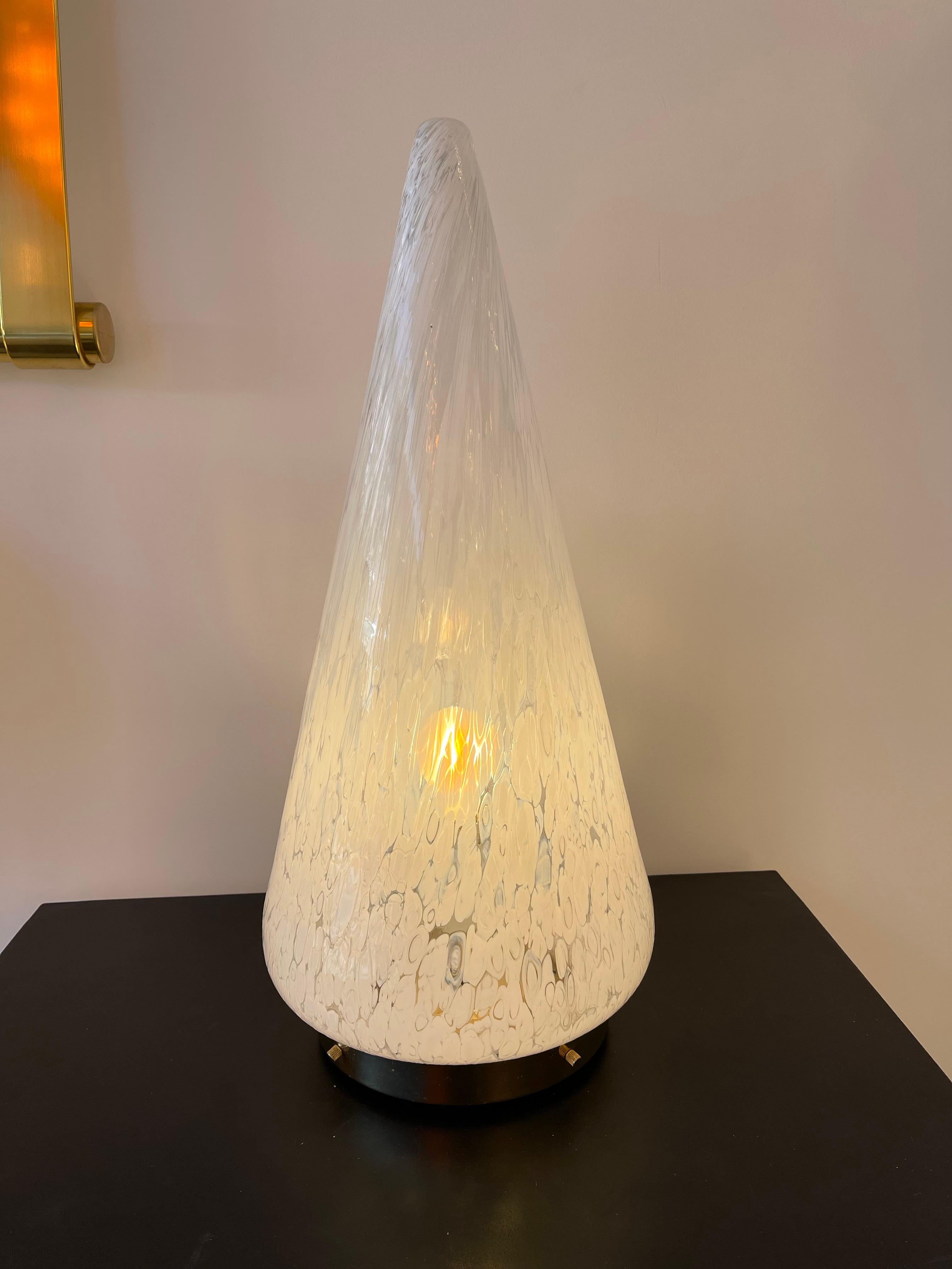 Large Cone Lamp Murano Glass and Brass by Esperia, Italy, 1970s In Good Condition For Sale In SAINT-OUEN, FR