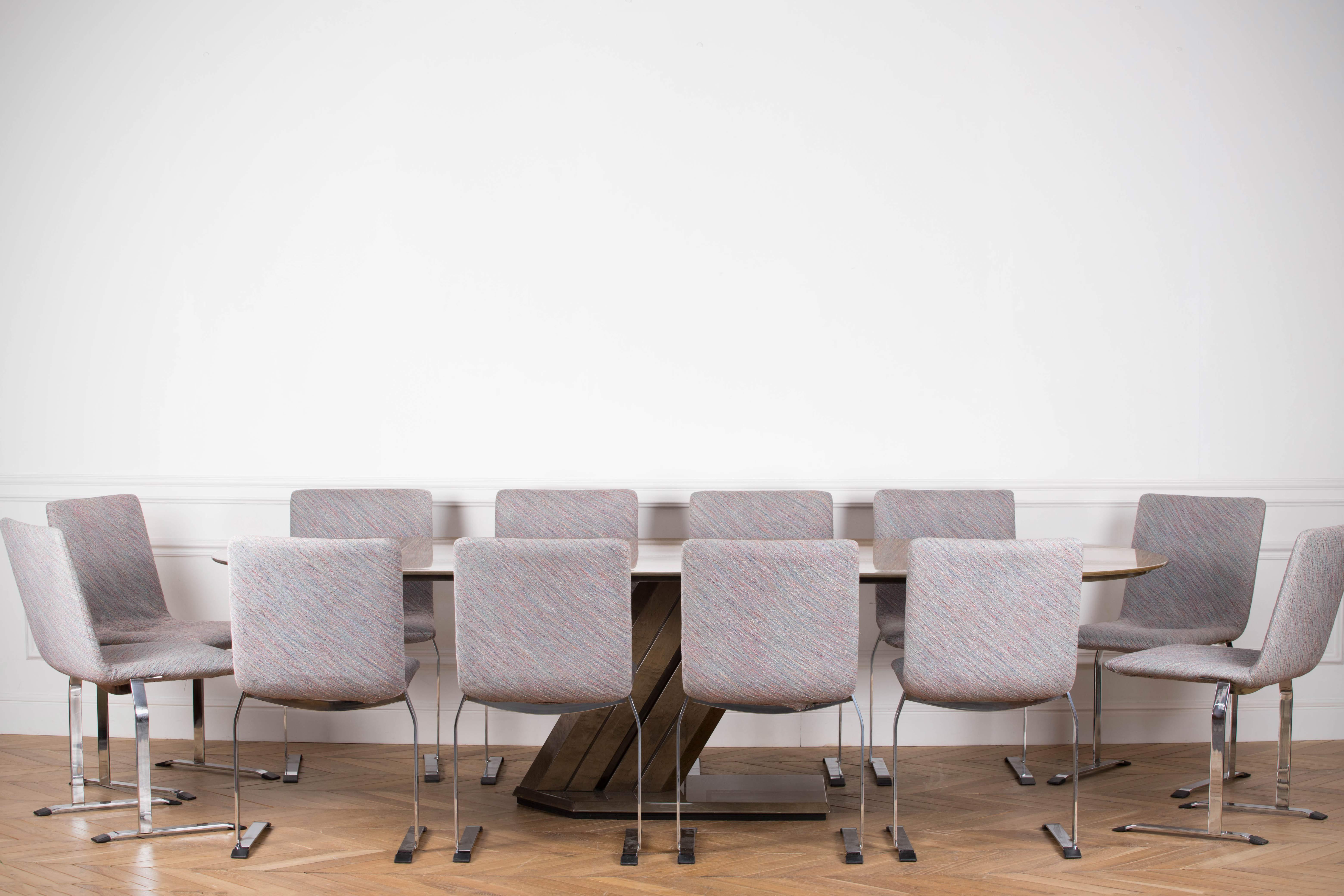 Mid-Century Modern Large Conference Table by Giovanni Offredi for Saporiti, 1970s