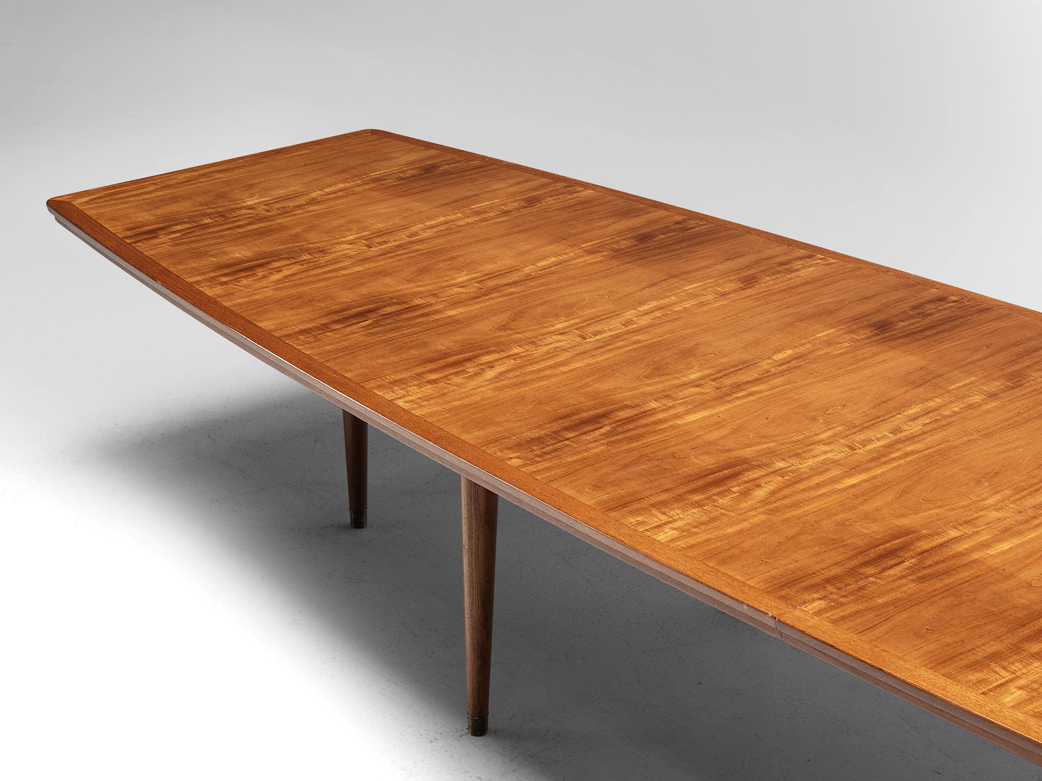 Scandinavian Modern Large Conference Table in Mahogany