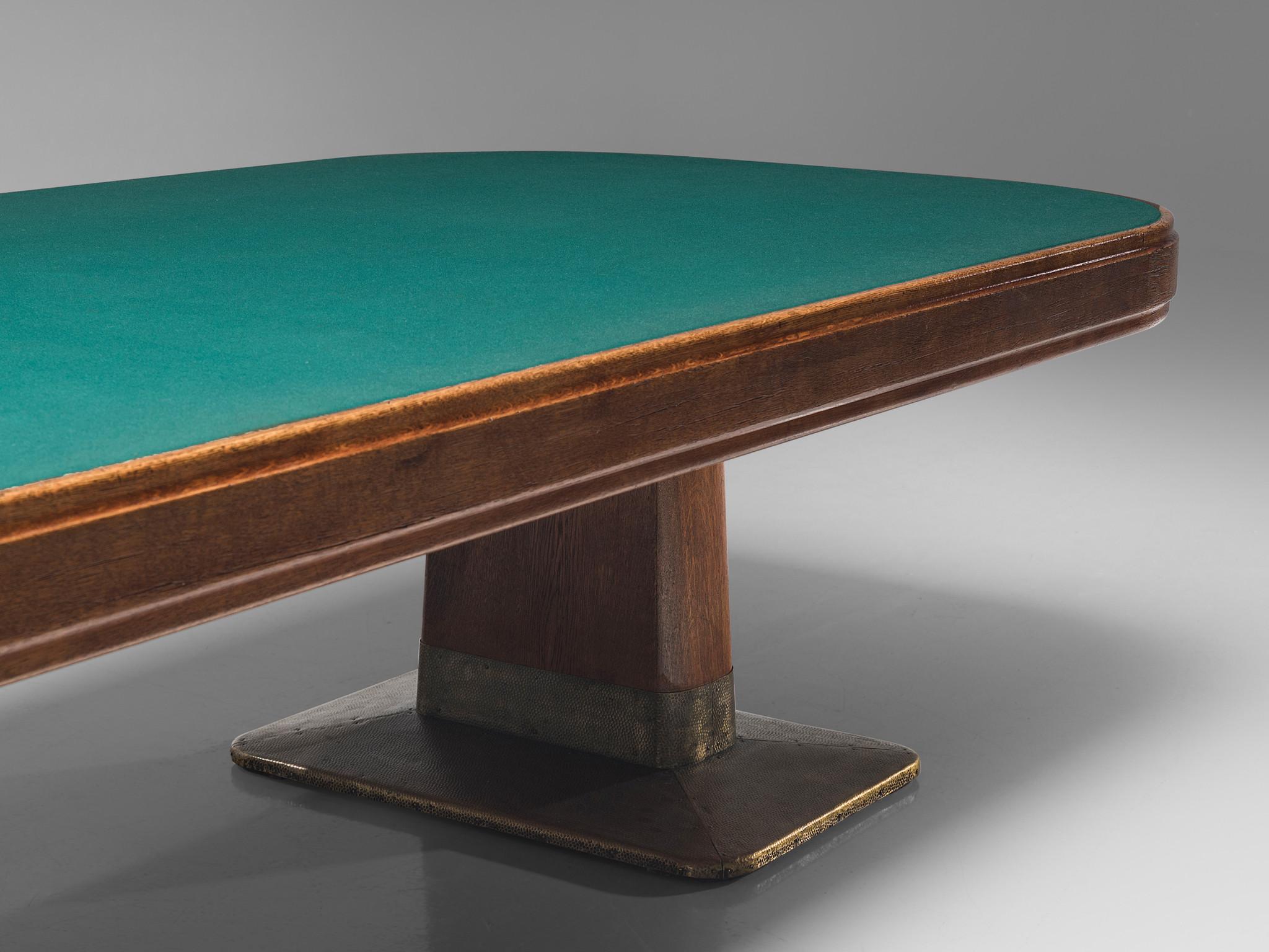 German Large Conference Table in Oak and Green Felt 19ft  For Sale