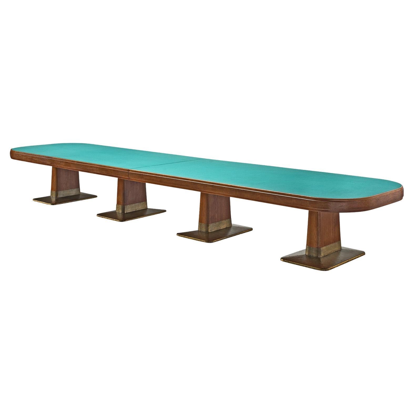 Large Conference Table in Oak and Green Felt 19ft 