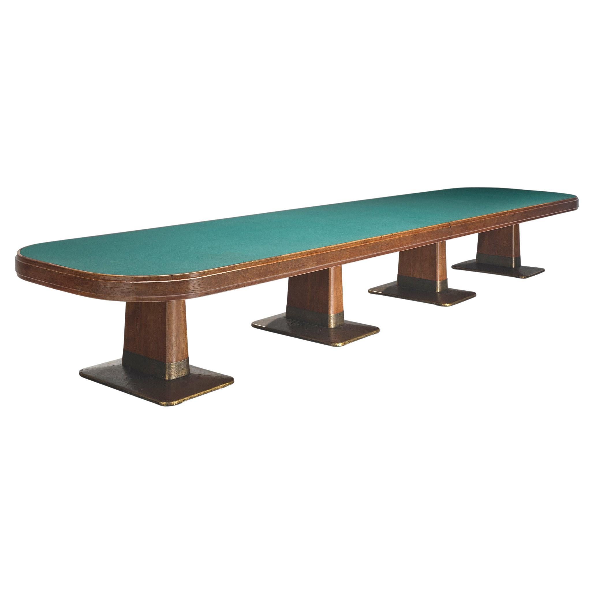 Large Conference Table in Oak and Green Felt 19ft 