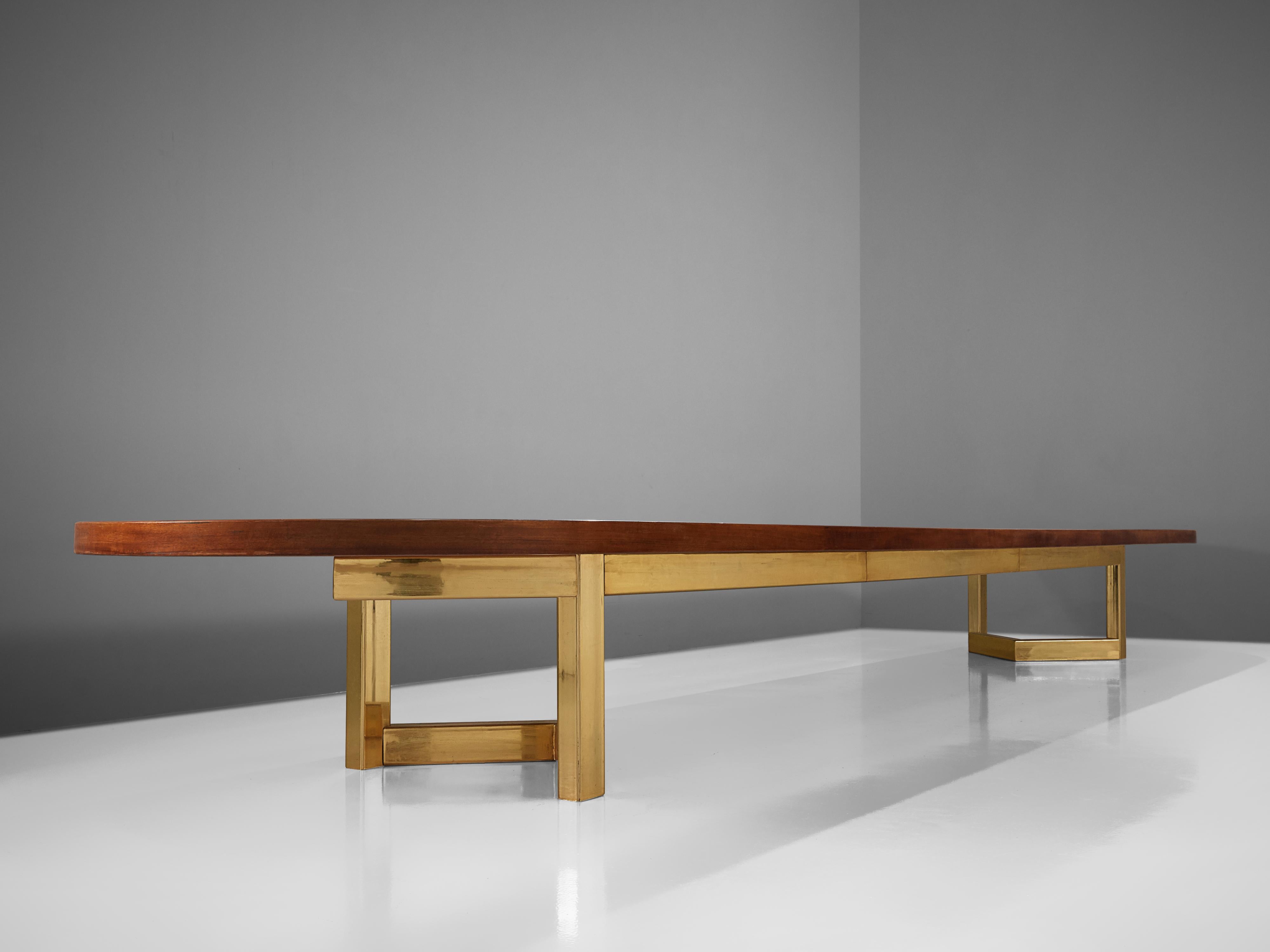Large Conference Table in Walnut and Brass 7, 20 M / 23, 6 Ft Long 4