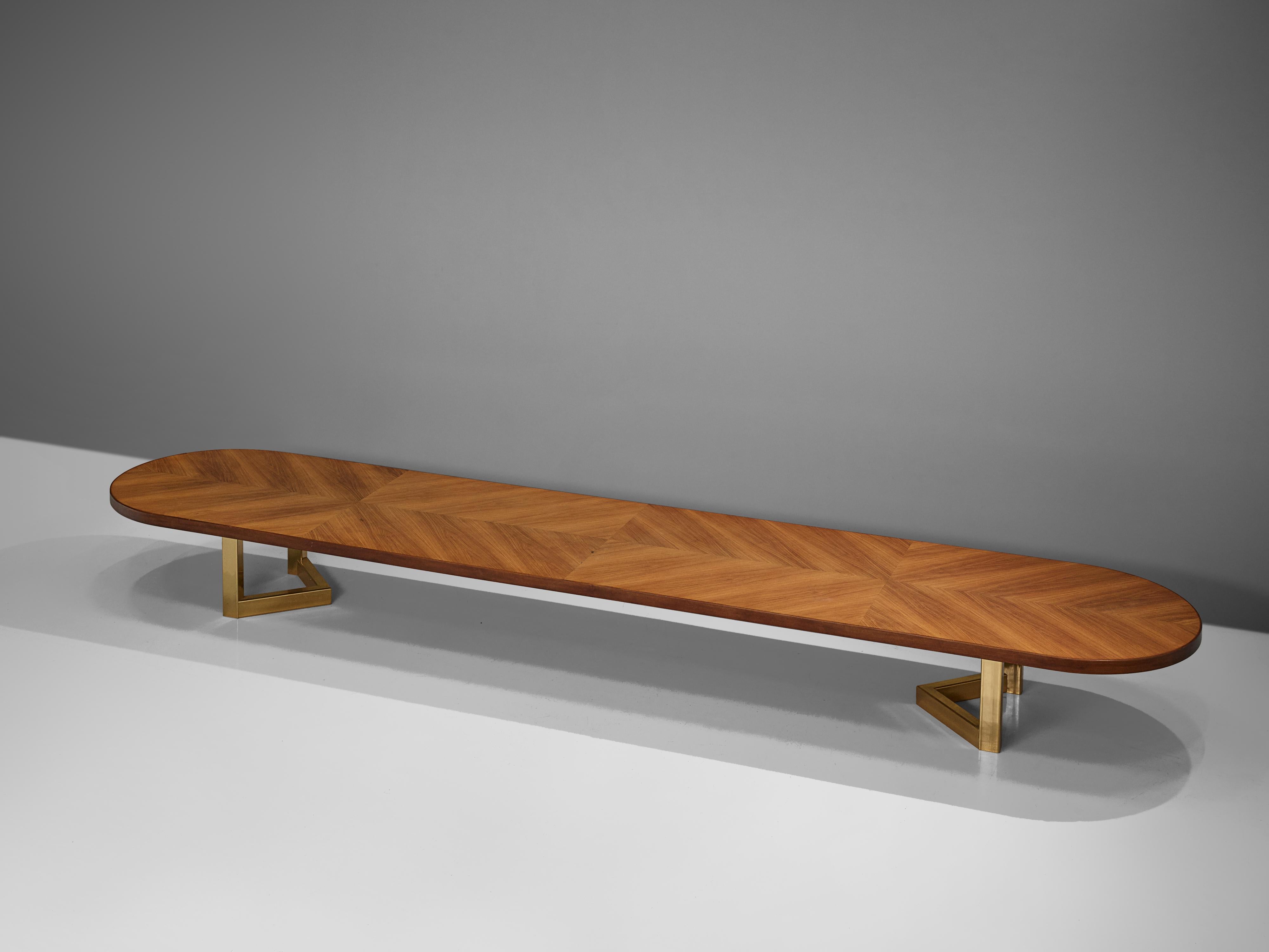 Large Conference Table in Walnut and Brass 7, 20 M / 23, 6 Ft Long 3