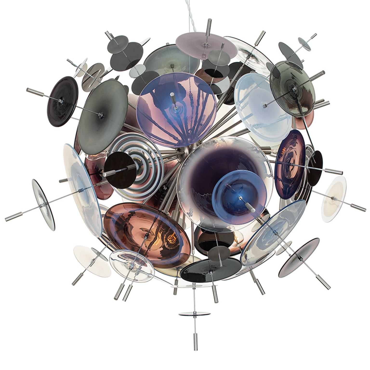 Grand lustre à confettis : Verre saphir, aqua et ambre par AVRAM RUSU STUDIO en vente 2