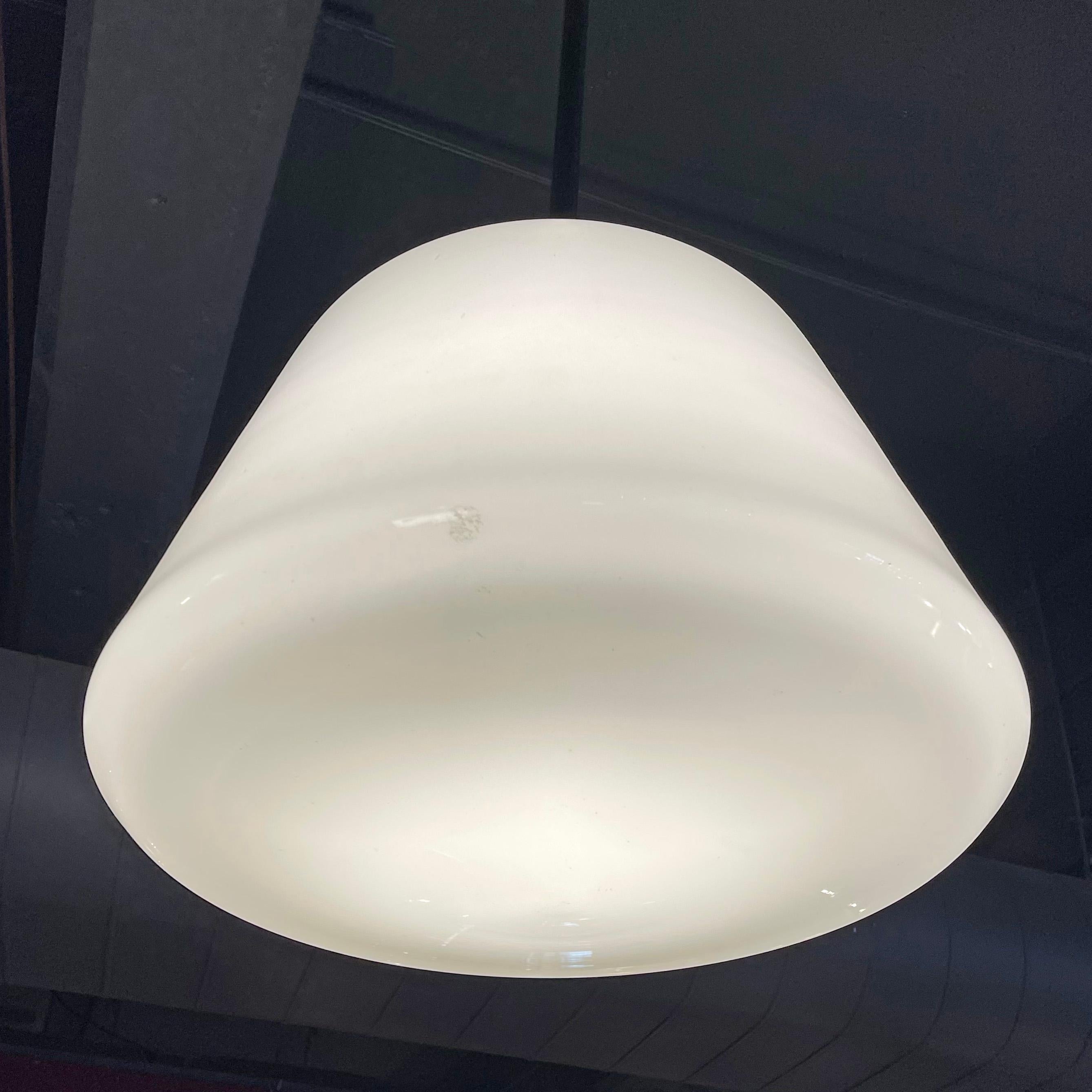 Large Conical Milk Glass Library Pendant Light - 5 Available For Sale 1