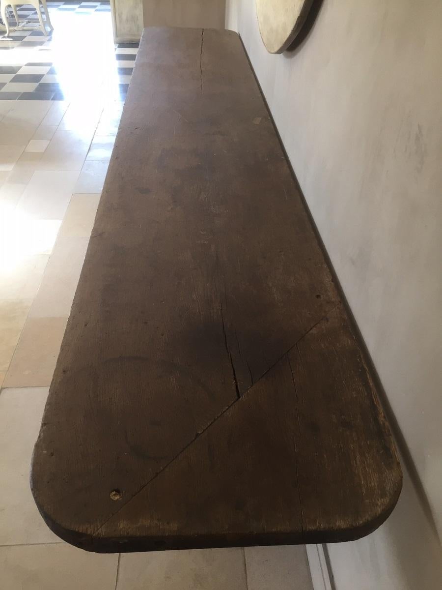 Contemporary Large Console 17th Century Oak Top on 18th Century Stone Columns