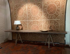 Large Console 17th Century Oak Top on Custom Made Trestles in Old Oak