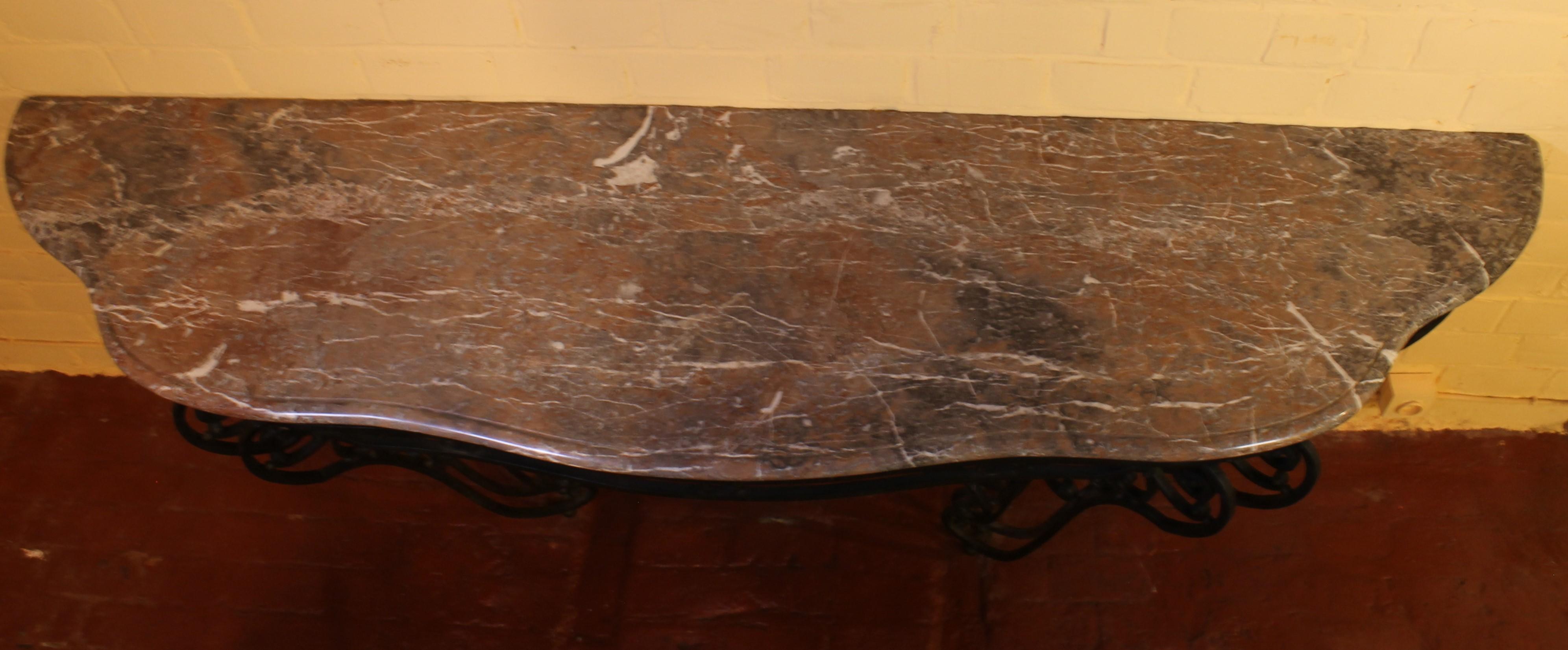 Large Console in Wrought Iron and Marble, 19th Century For Sale 8