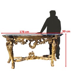 Large Console L178cm, Lacquered And Gilded Wood With Mecca, Early 18th Century